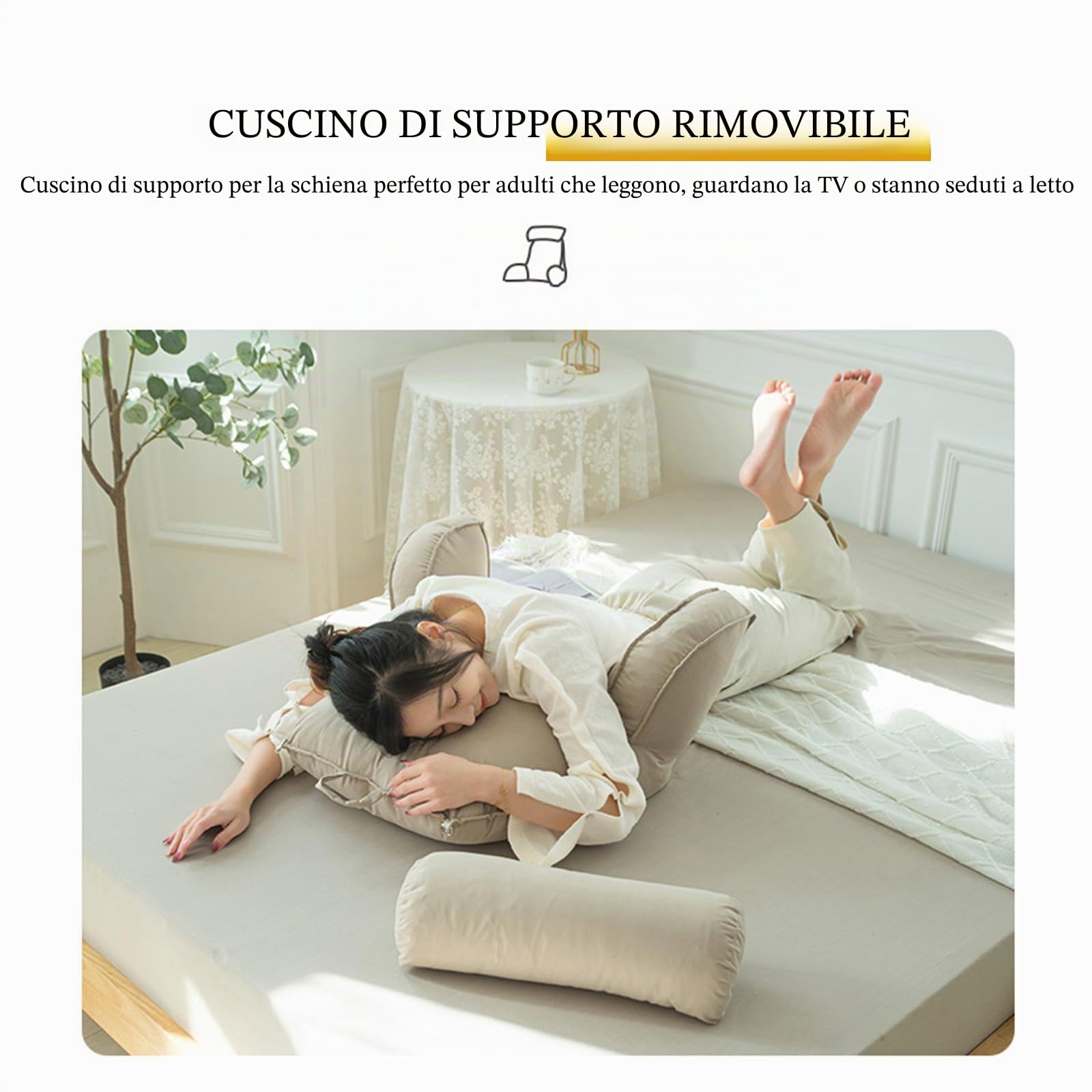 Ergonomico Cuscino da Lettura con Braccioli e Collo Staccabile,Cuscini da Lettura per Letto e Divano,Multifunzione Cuscino Lettura,Cuscino di Supporto per Giocare,Leggere,Guardare la TV