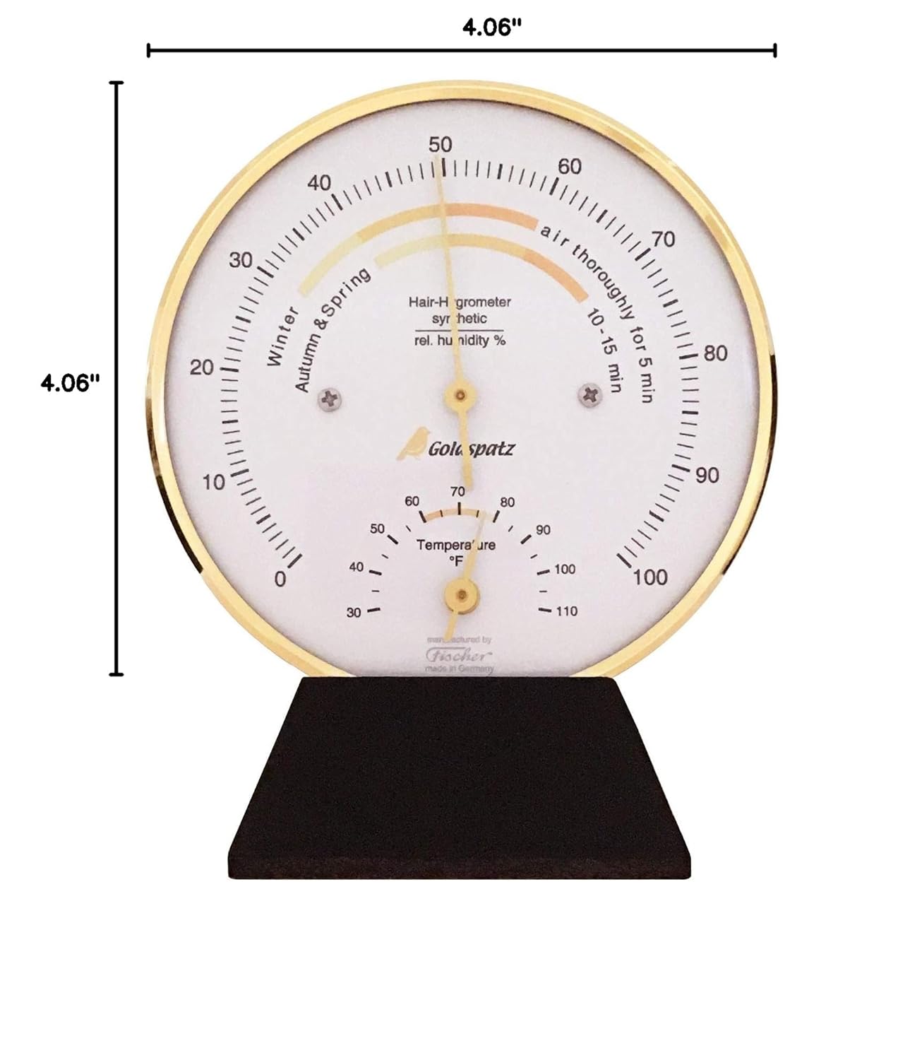 Living Climate Hygrometer with Thermometer °F (US Version), Ø 103 mm - Made in Germany