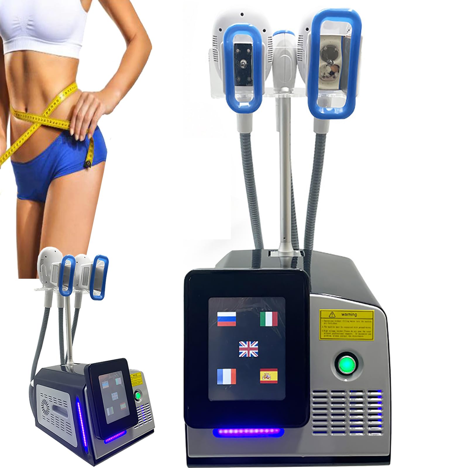ZHZWwansuGE Cryolipolysis Device, With 3 Handpieces, Non-Invasive Fat Reduction, Temperature Range Of -1°C To -15°C, Can Be Used On Abdomen, Legs, And Arms, For Home/Salon Use
