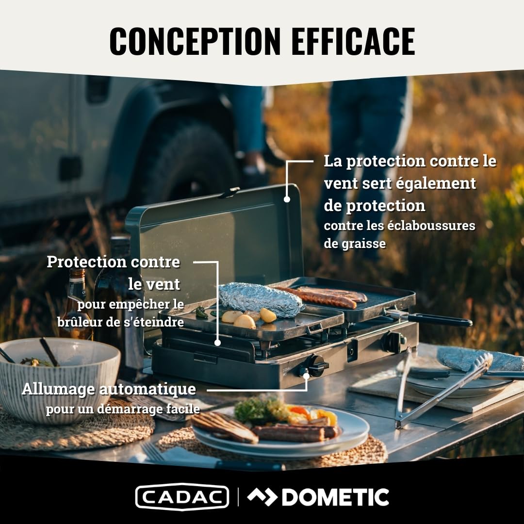 CADAC 2-Cook 3 Pro Deluxe 30mBar - Gril de table pour usage extérieur - Comprend un sac de rangement - Raclette - Noir - Vert - Barbecue