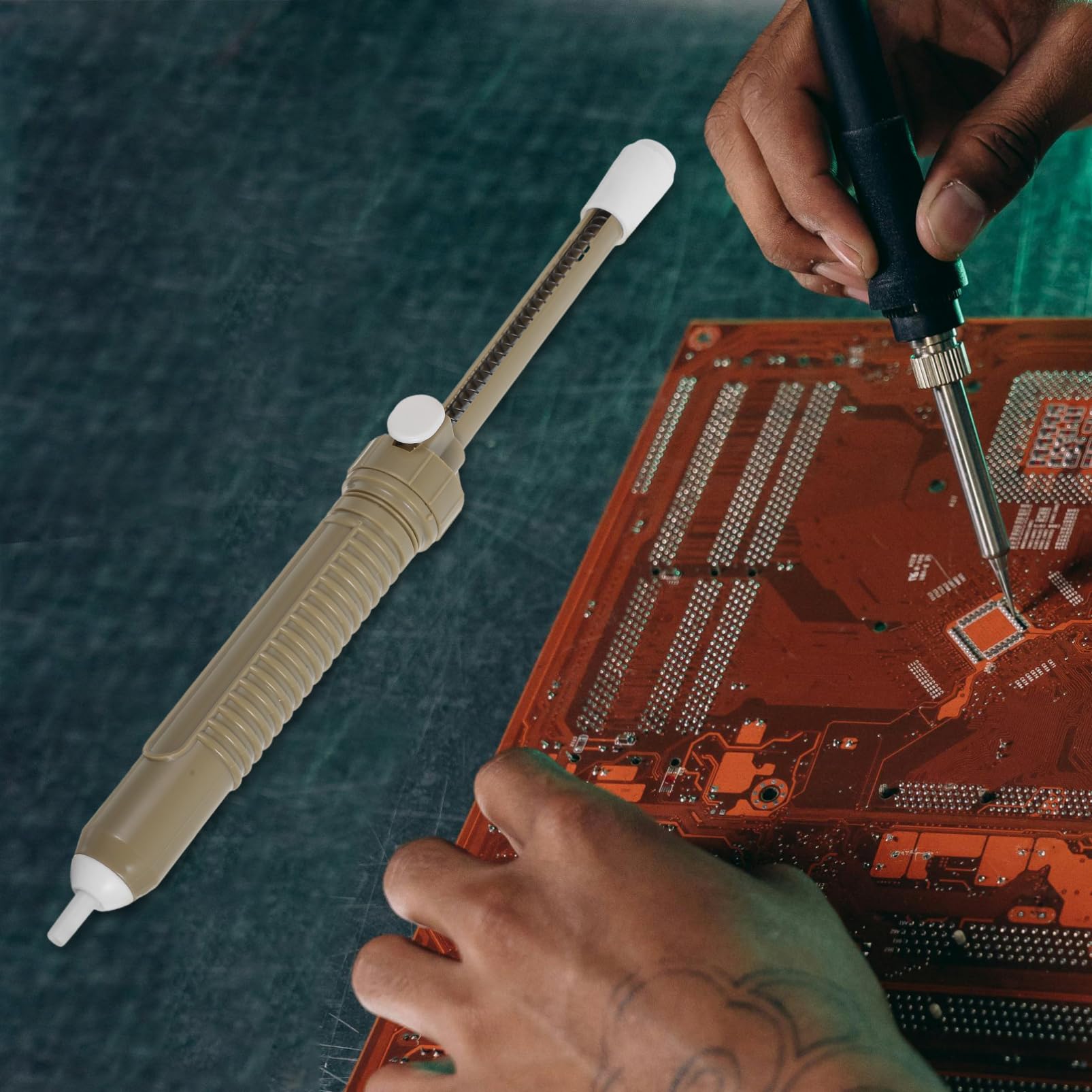 Solder Absorber Tools Suction Pump Solder Sucker Tool Portable Suction Desoldering Pumps Portable Solder Pump Desoldering Remover Desoldering Tool Desoldering Pump Portable Plastic MUCKLILY