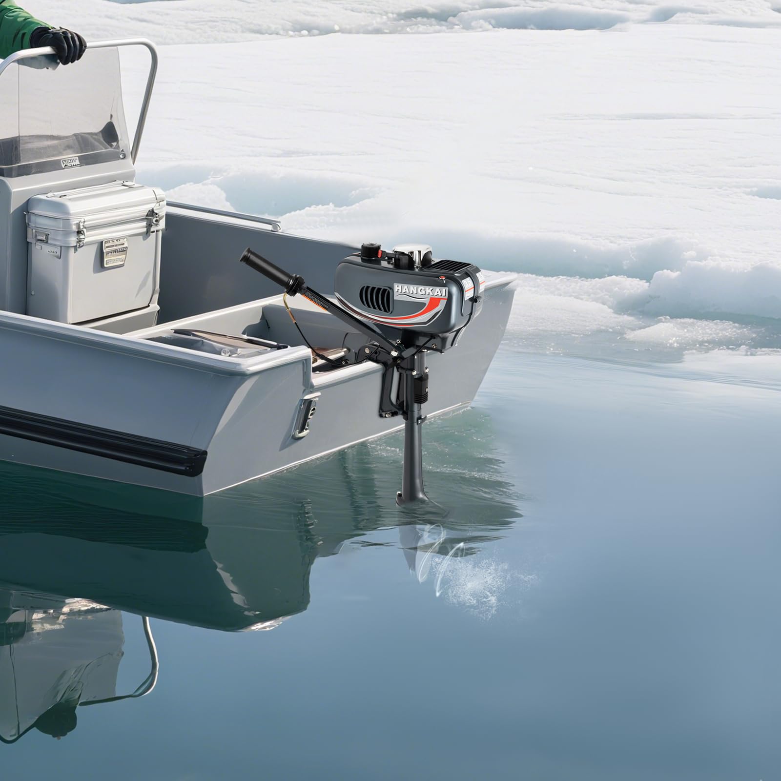 Motor fueraborda 3,5 CV 2 tiempos – 49ccm de eje corto con arranque manual, refrigeración por agua y aire, para bote inflable y barco de pesca