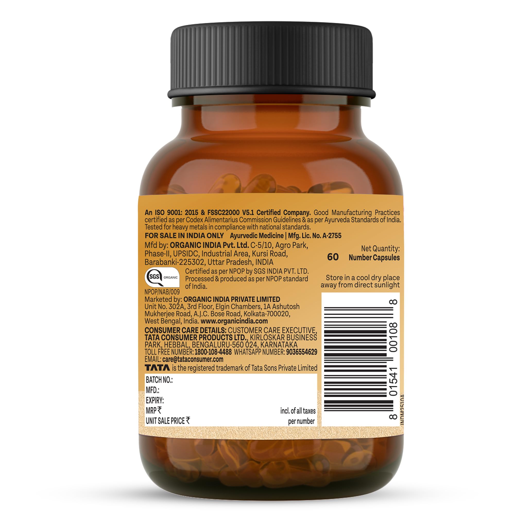 Organic India Ashwagandha Advance Capsules, 60 Veg Capsules, 5% Withanolides, With Organic Ashwagandha Root Powder, Stress Relief, Energy & Vitality Support product image 8