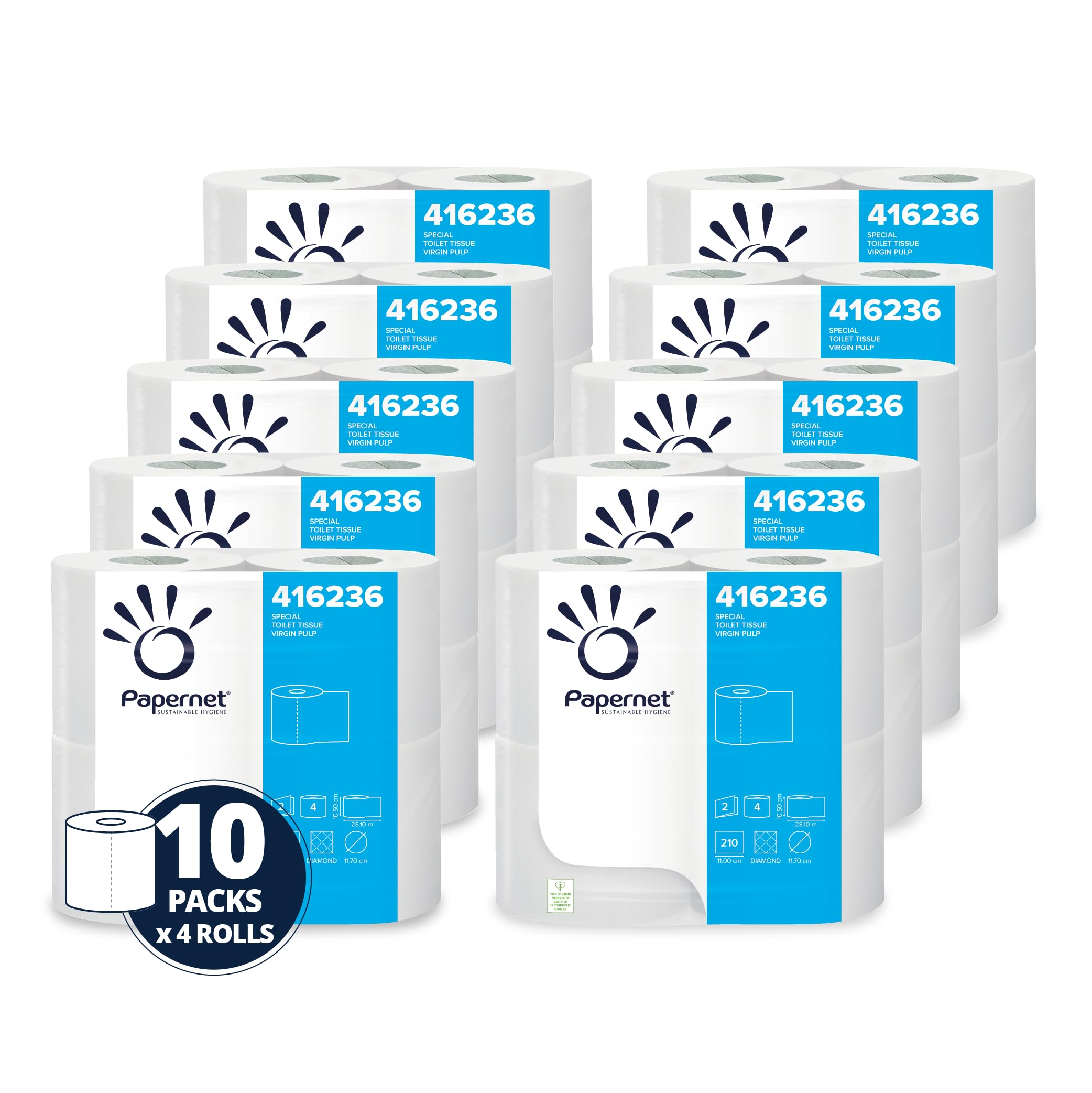 Rollo de papel higiénico especial de 2 capas (paquete de 40)