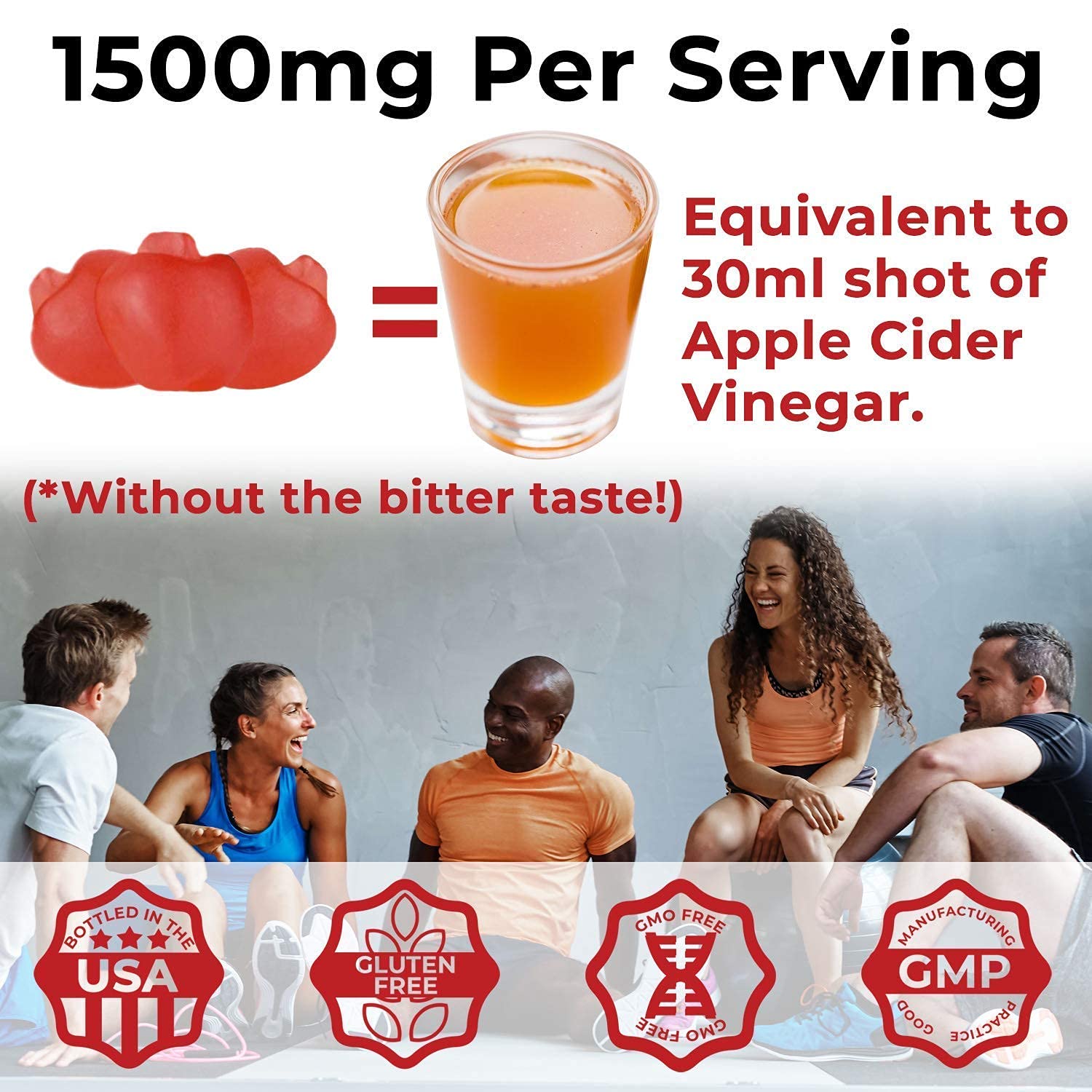 Buy Apple Cider Vinegar Gummies 2 Pack 180 Count Tot., 1500mg. Gummez