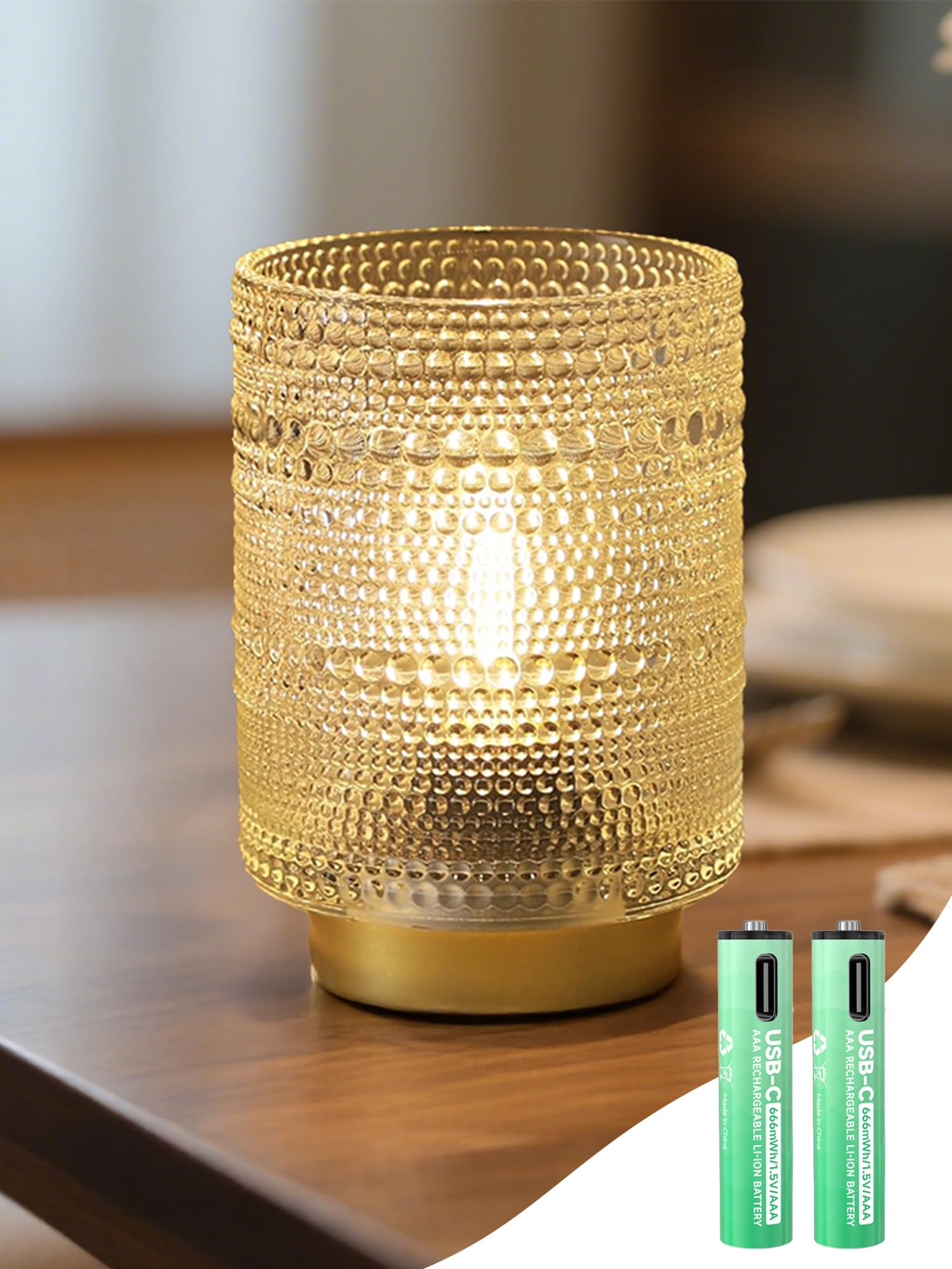 Battery Operated Lamp Rechargeable Battery Cordless Table Lamp with 2700K Warm White Mid Century Bedside Light Small Nightstand