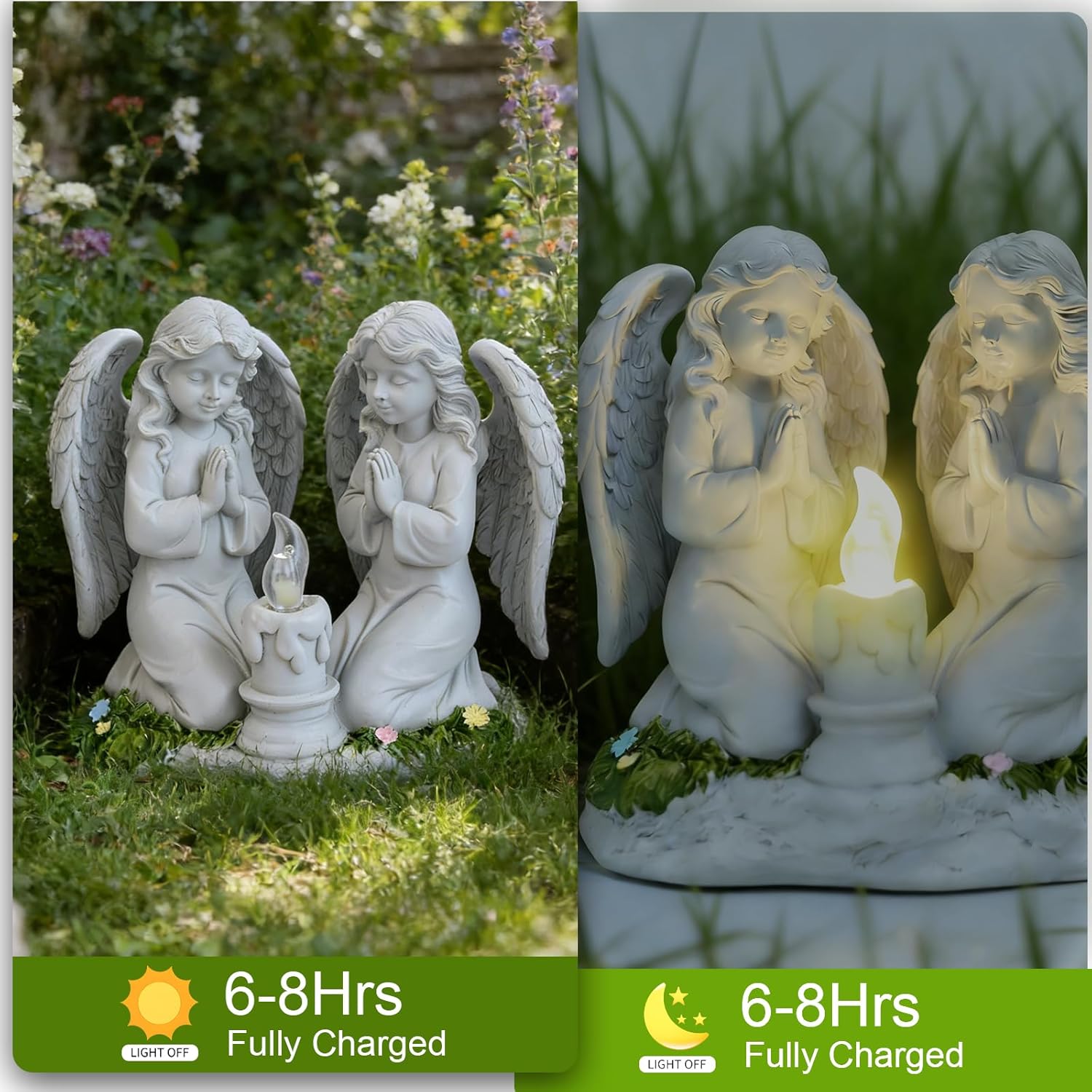Solar Garden Angel Statue Praying Guardian Angel Statue Light for Outdoor Yard Decor, Resin Garden Sculpture, Weatherproof Statues for Angels Memorial Gifts for Women, Mom, Grandma