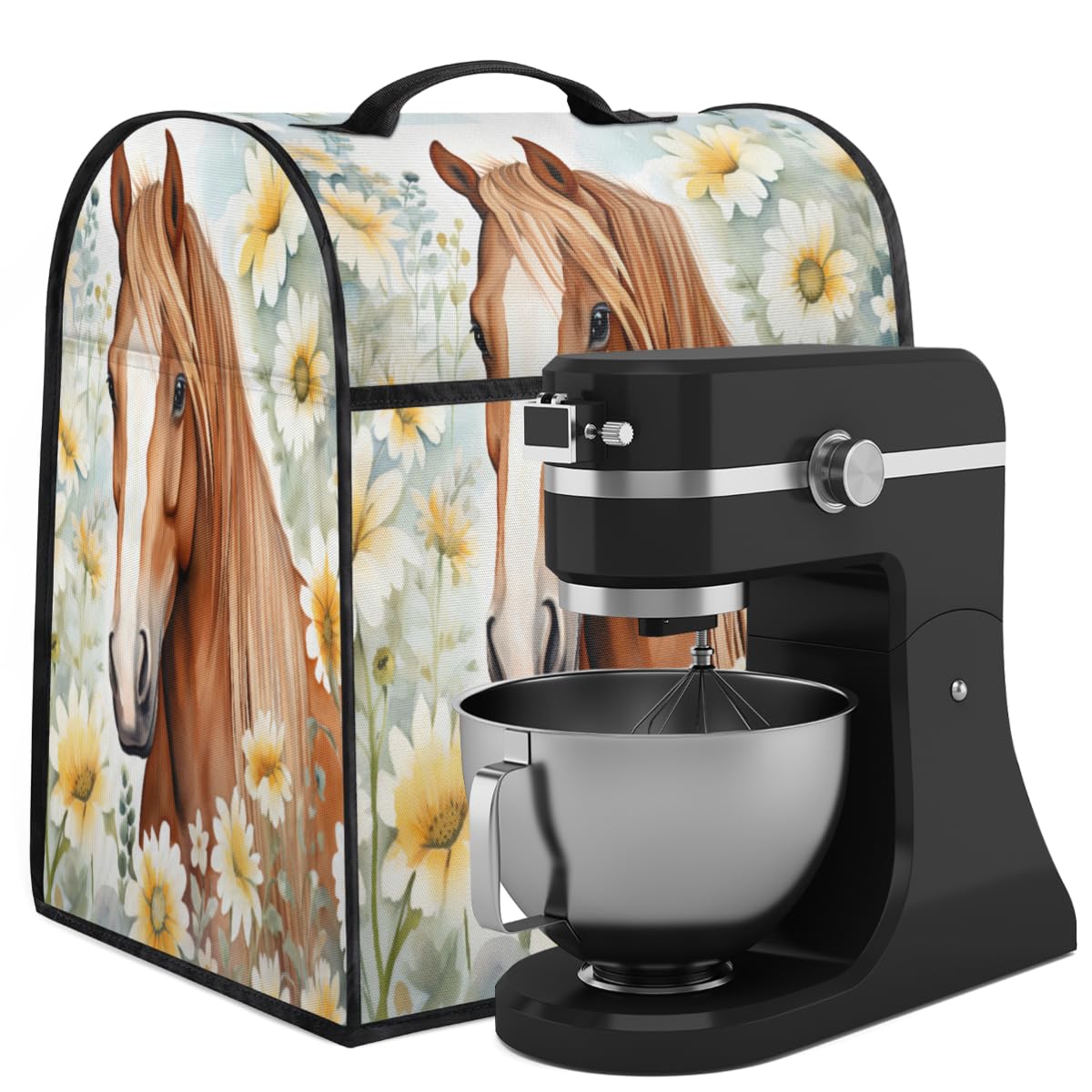 Coffee Maker Cover Daisy Flower Horse Kitchen Appliance Covers Small Appliance Covers Blender Cover Juicer Cover Dust Covers for Kitchen Appliances with Top Handle and Pockets,Washable,C953
