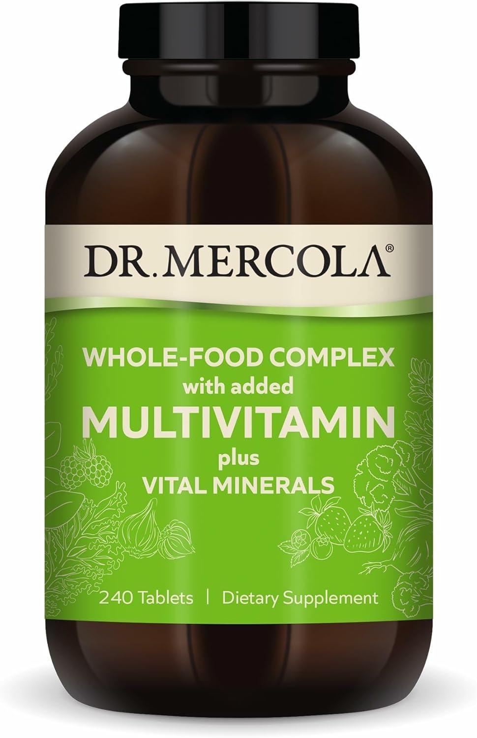 Dr. Mercola Whole-Food Complex with Added Multivitamin Plus Vital Minerals - Supports Nutrition & Immune Support - Bioavailable - GMO Free - 240 Tablets (30 Servings)