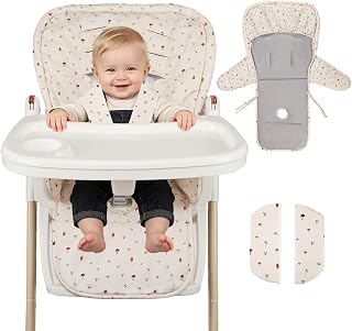 SWESEN Baby High Chair Cover with 2 Strap Covers, Soft & Waterproof Soft High Chair Cushion Pad, Non‑Slip, Mushroom