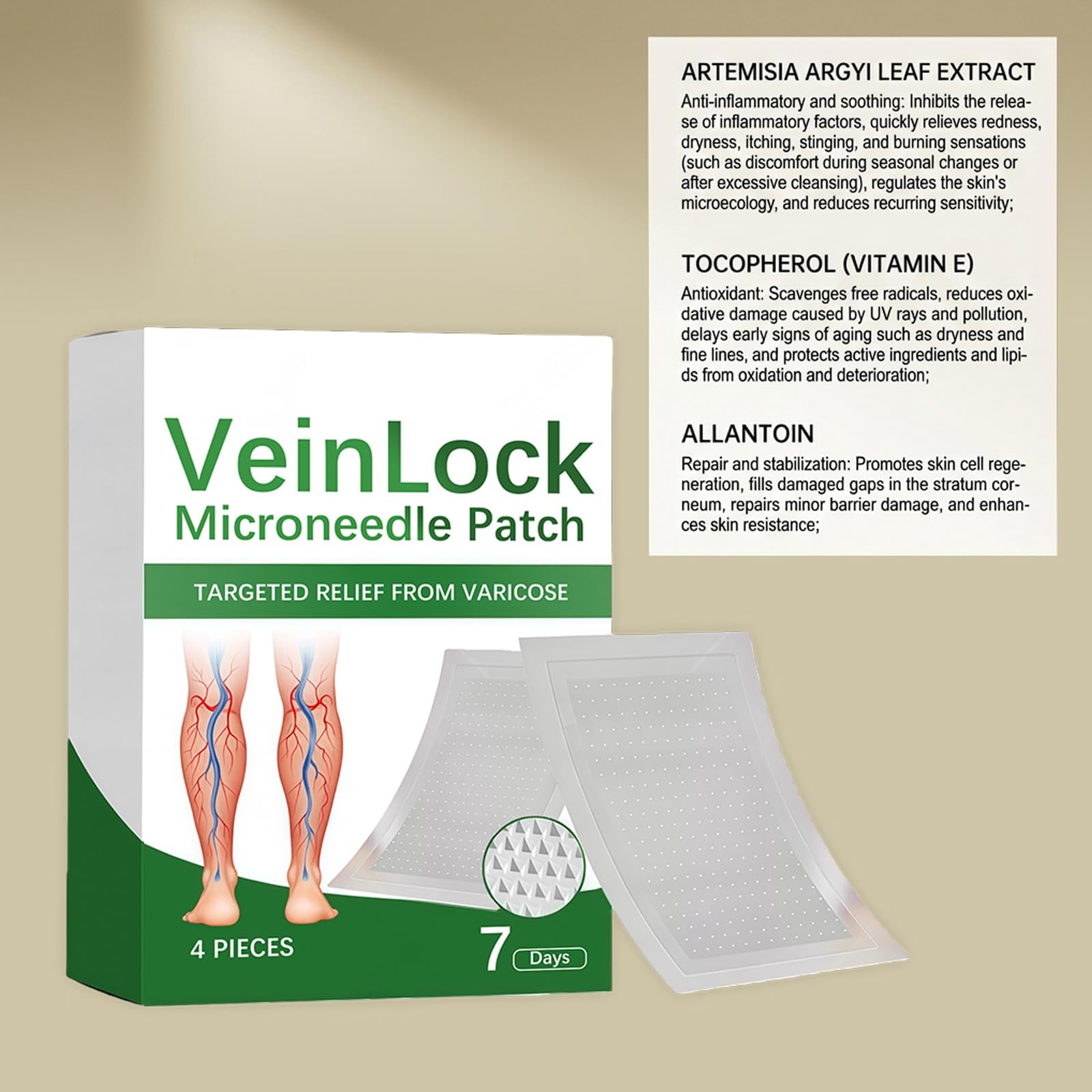 Cerotti Microaghi per la Cura delle Gambe, Patch Trasdermici per Varicosi e Sollievo da Vene Gonfie, Fascia Elastica Traspirante per un'Azione Profonda e Duratura (1)