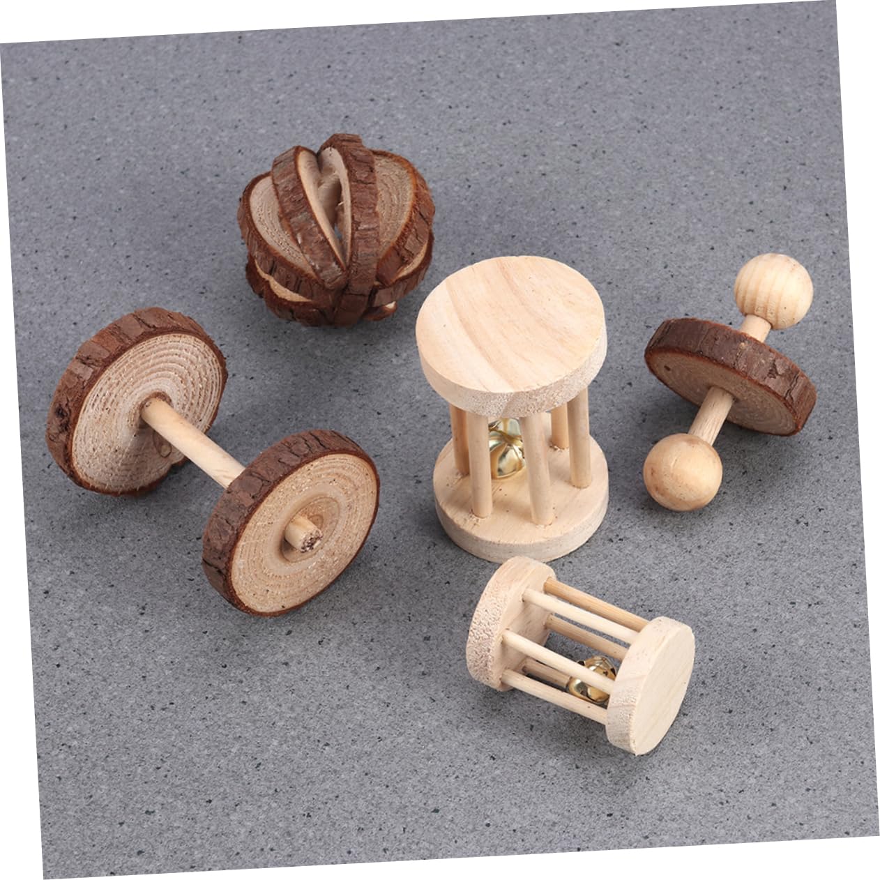 SUPVOX 18piezas Juguetes De Madera para Mascotas Pequeñas De Juguetes Masticables Naturales para Hámsters Conejos y Loros Cuidado y Entretenimiento para Roedores y Aves Varios Estilos
