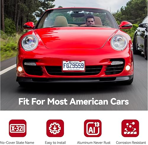 Miniatura 10 de Marco de placa de patente de aluminio mate con tapones de tornillo Ohuhu 2piezas