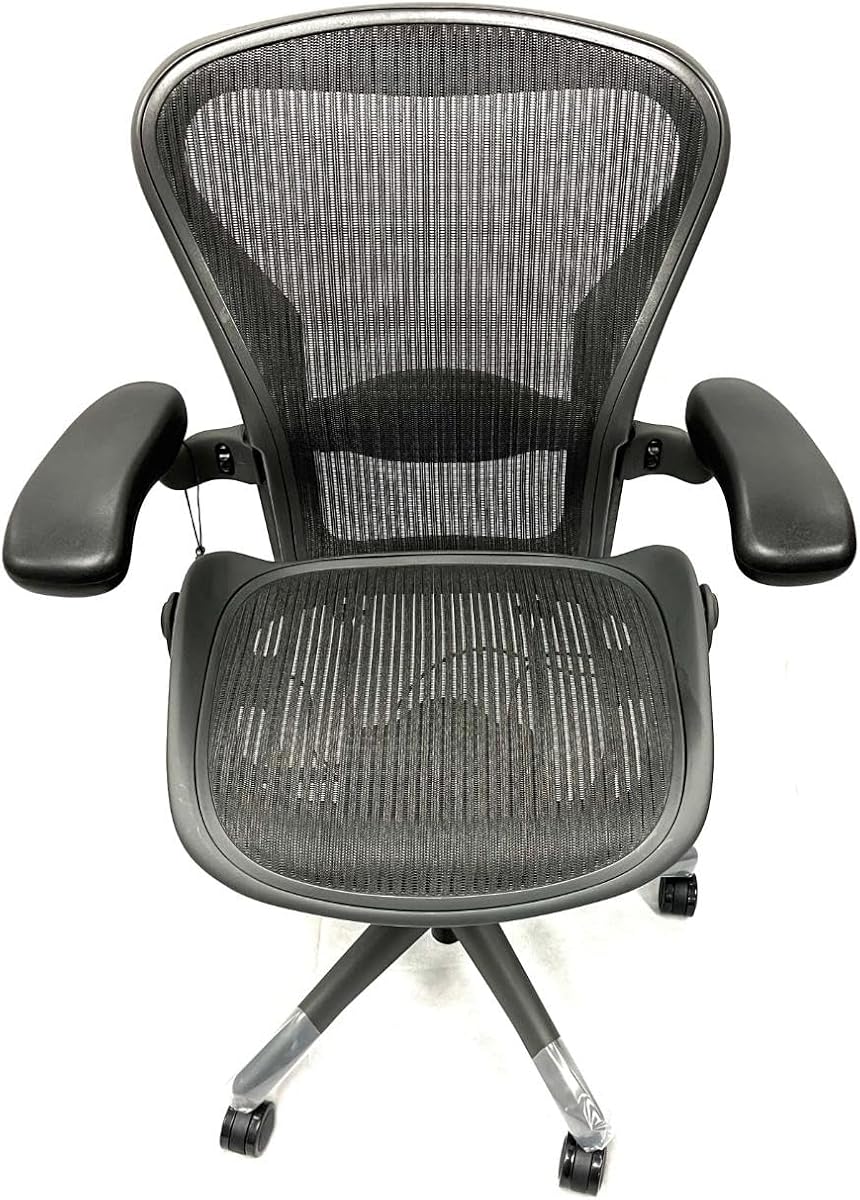 Herman Miller Aeron Size B Office Chair | Adjustable Arms | Rear Tilt Limiter | Lumbar Support Pad ( Renewed)