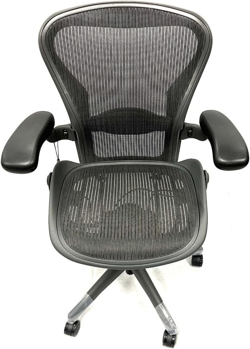 Herman Miller Aeron Size B Office Chair | Adjustable Arms | Rear Tilt Limiter | Lumbar Support Pad ( Renewed)