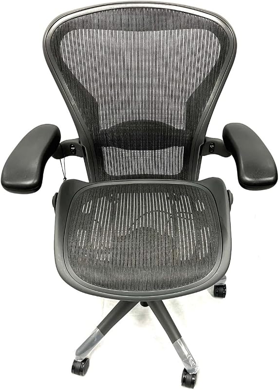 Herman Miller Aeron Size B Office Chair | Adjustable Arms | Rear Tilt Limiter | Lumbar Support Pad ( Renewed)