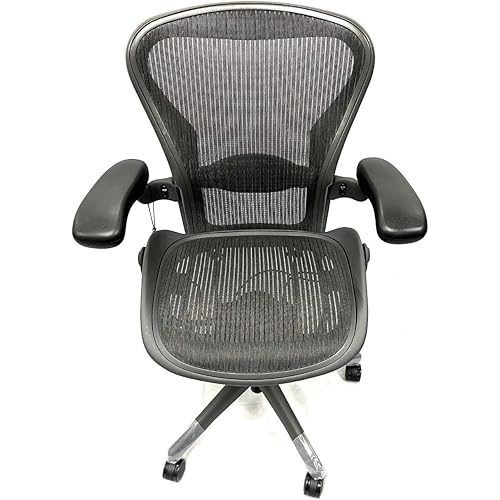 Herman Miller Aeron Size B Office Chair | Adjustable Arms | Rear Tilt Limiter | Lumbar Support Pad ( Renewed)