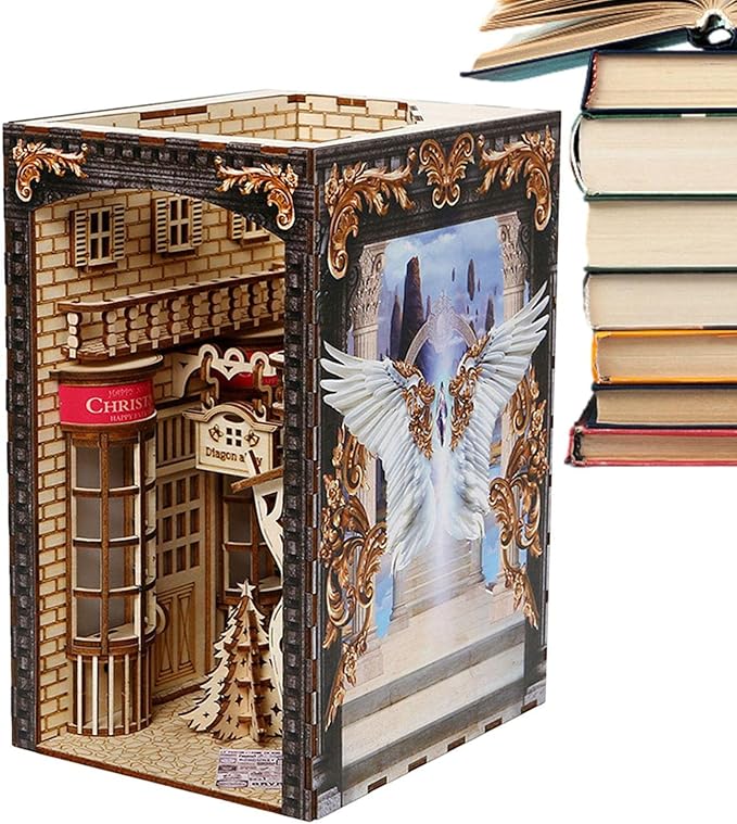 3D Wooden Puzzle Bookend 3D Bookends Building Model Kit with LED