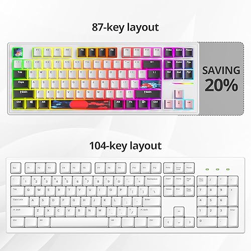 Miniatura 5 de Teclado mecánico montado en la junta del 75 % intercambiable en caliente, teclado mecánico TKL con cable de 87 teclas, retroiluminación RGB, teclado
