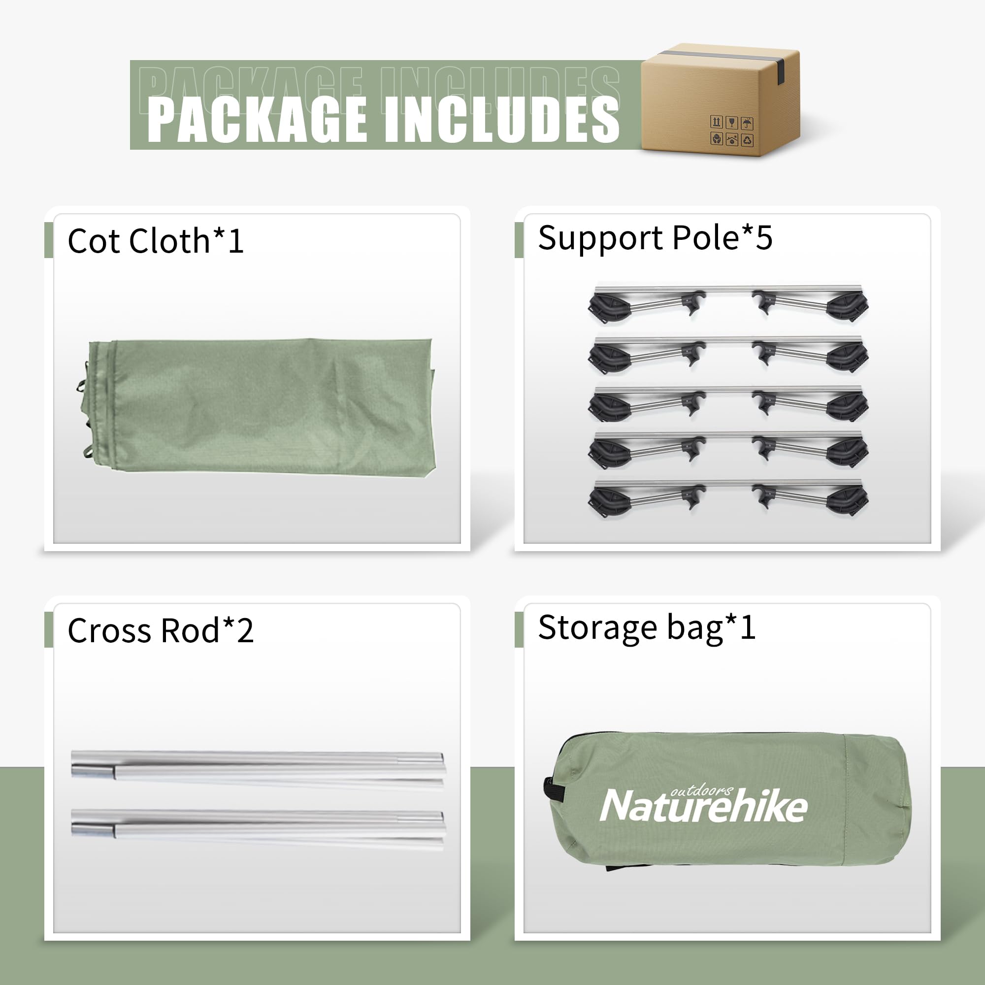 Naturehike Campingbett Ultraleichtes Feldbett Tragbares Faltbares Klappbett für Erwachsene Schlafen Belastbarkeit bis 150kg Campingliege für Zelten Wandern Home Rucksackreisen