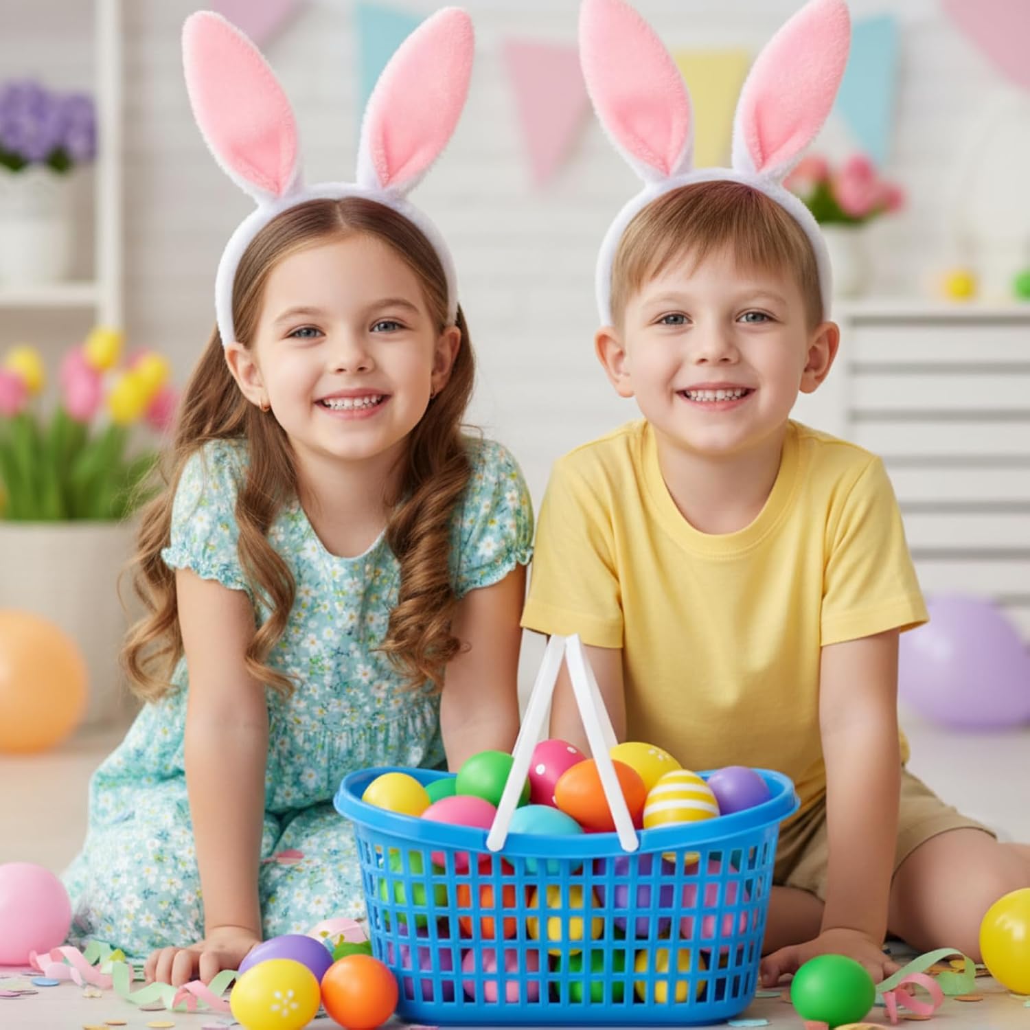 50 Pcs Easter Baskets Bulk Colorful Plastic Eggs Basket with Handles Empty Spring Festival Easter Buckets in 10 Color for Kids Party Favor Egg Supplies Decorations - Image 4