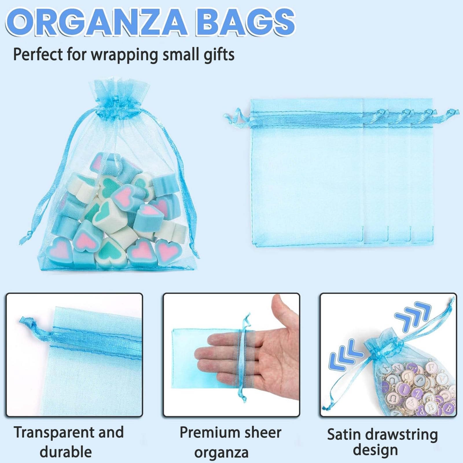 Dealglad - Set de 100 bolsitas de organza, con cordón, adecuadas para fiesta, boda, regalos