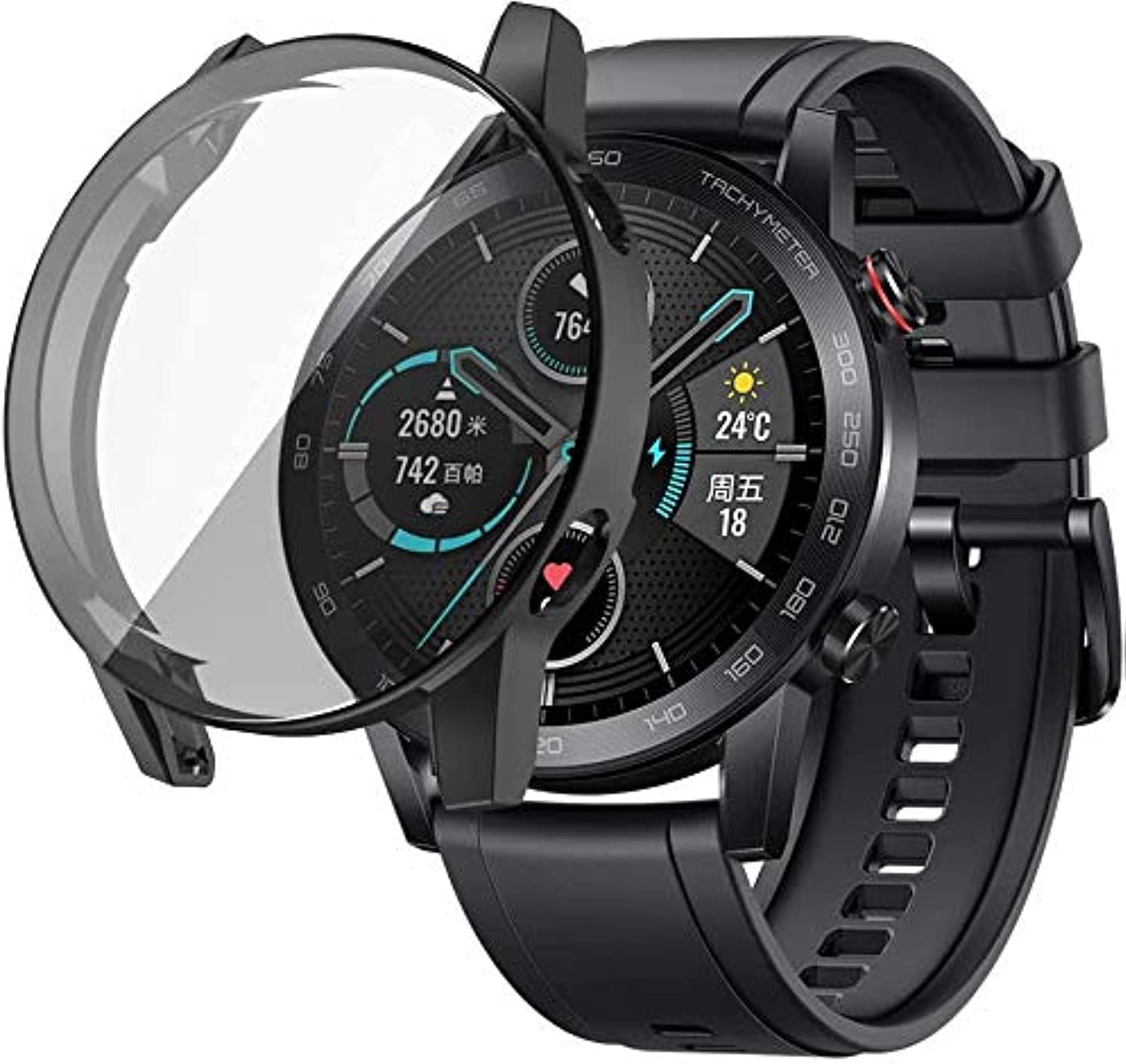 Soft TPU Front Protection Case Cover for Honor Magic Watch 2 46mm Smart Watch (Flexible|Silicone|Black)