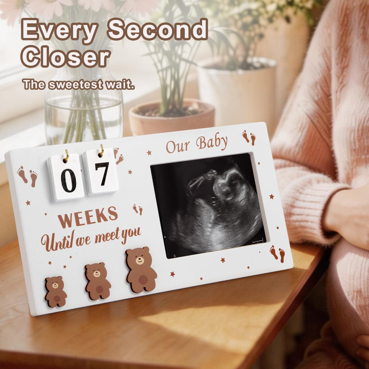 Cornice per foto con ecografia, con conto alla rovescia del bambino, con scritta in inglese "Expecting Genents to be pregnancy Nursery Decor, Gift Congratulations Pregnancy Must Have