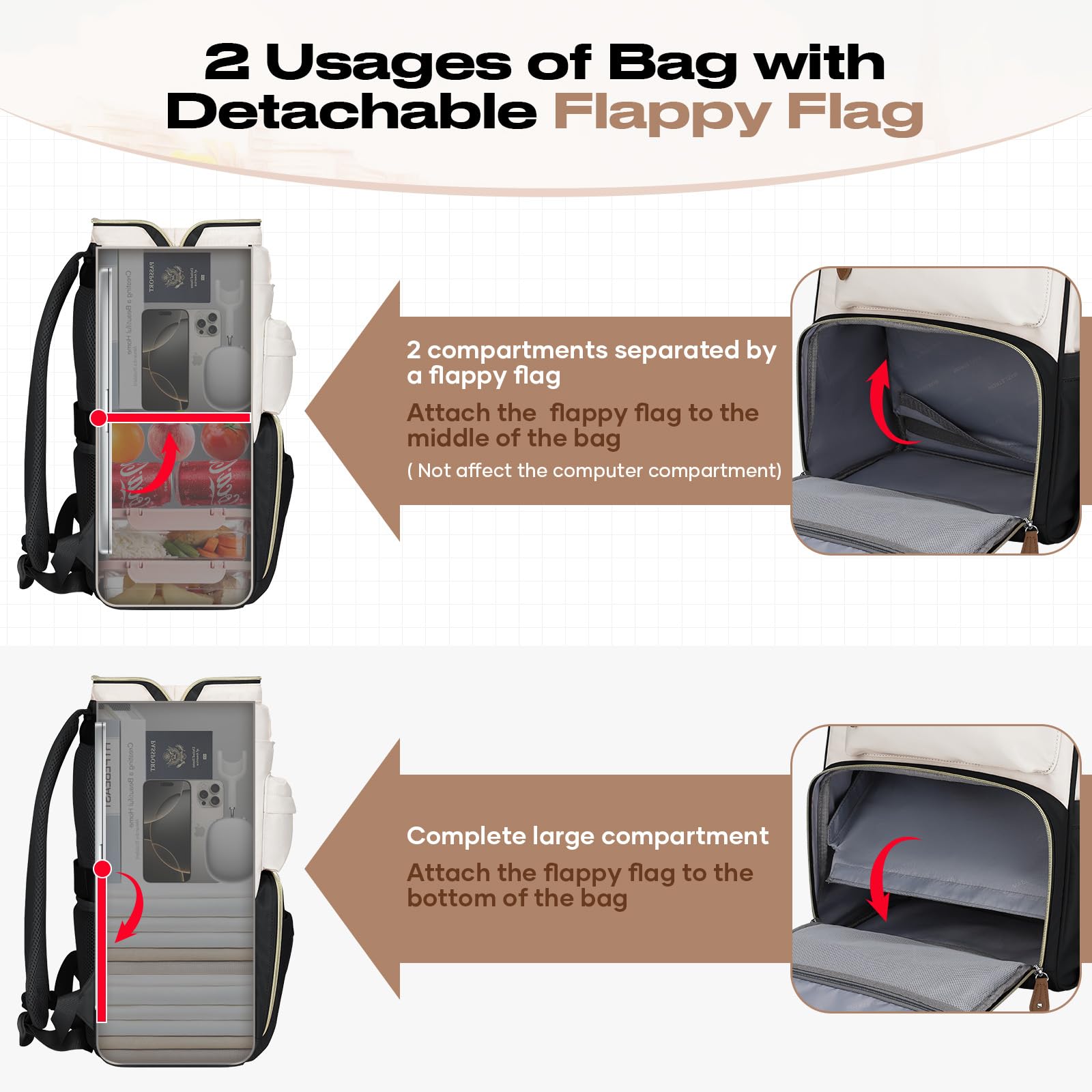 Maelstrom Zaino da viaggio con portapranzo (nero-beige)