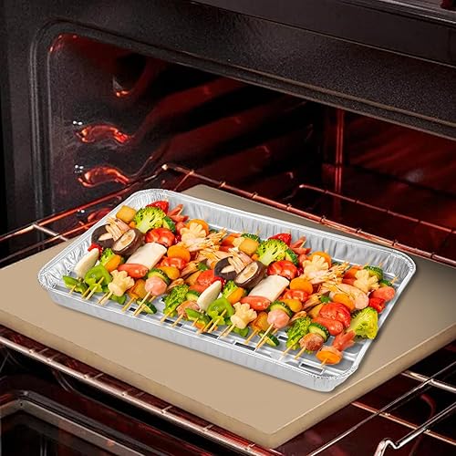 Miniatura 6 de Paquete de 50 sartenes de papel de aluminio con agujeros, revestimiento de parrilla de papel de aluminio de 9 x 13 pulgadas, sartenes desechables de