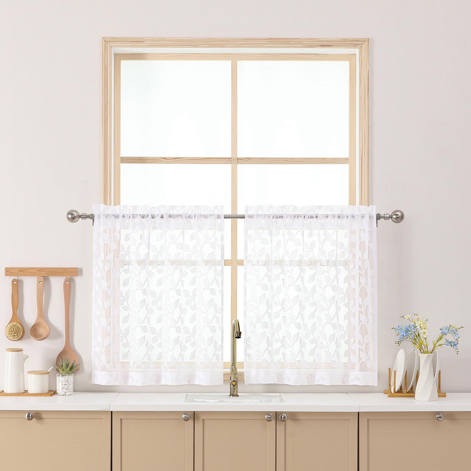 Photo 1 of Chyhomenyc White Sheer Curtains - 96" Length, 2 Panels