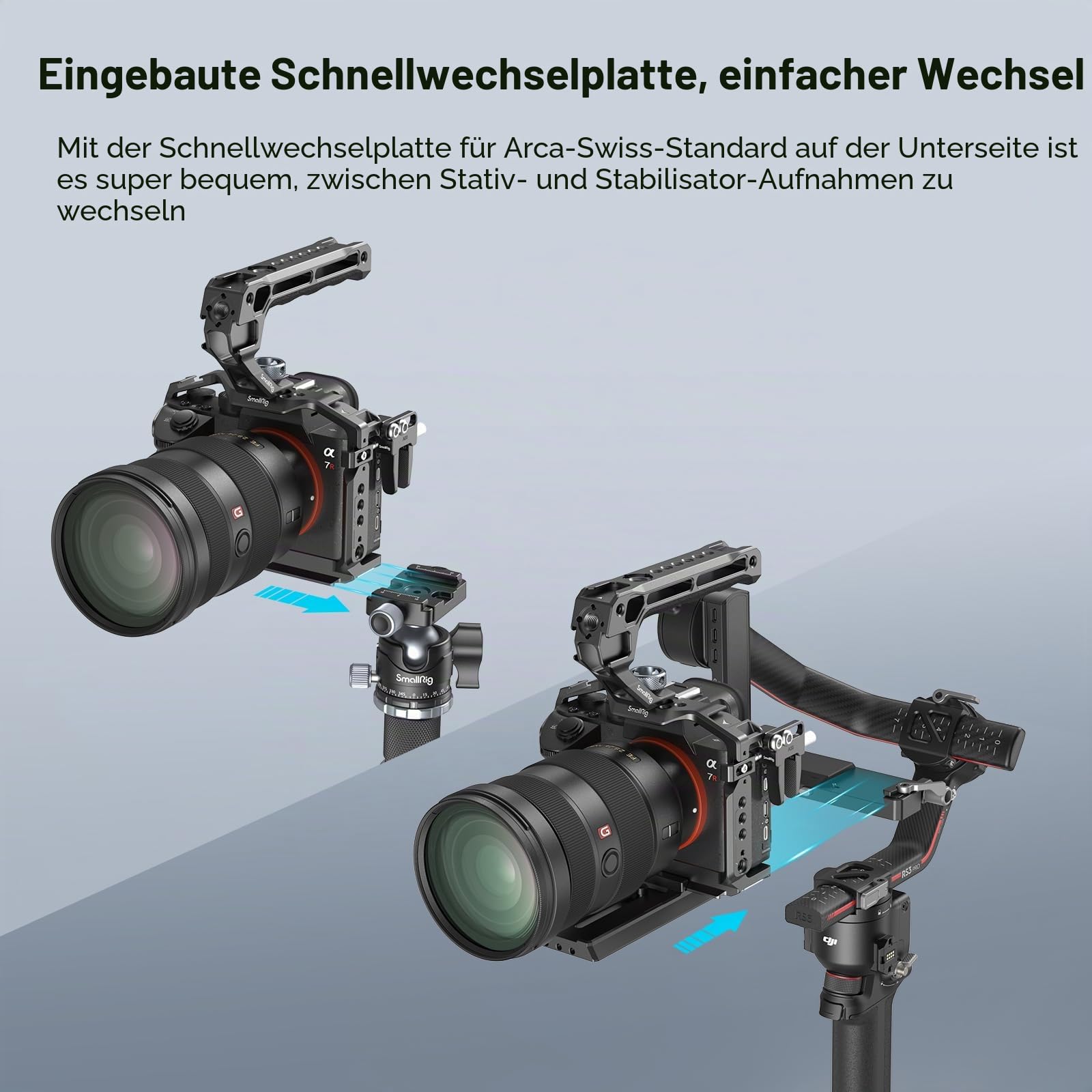 SMALLRIG A7 III / A7R III Kamerakäfig-Set für Sony Alpha 7 III/Alpha 7R III, vollständiger Käfig mit oberem Griff für ARRI und Kabelklemme, integrierter Kaltschuh und NATO-Schienen – 4198