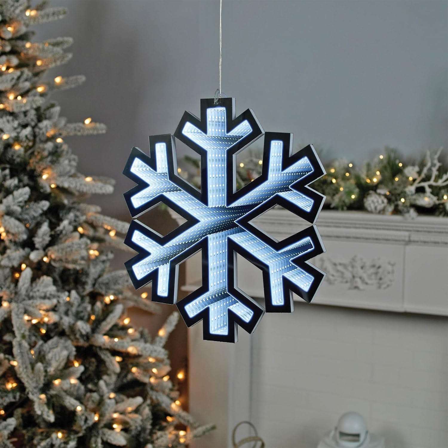 Snowflake Ekkolight Holiday Decor - Acrylic Winter Light Up Plug-in Decoration 15.75" H