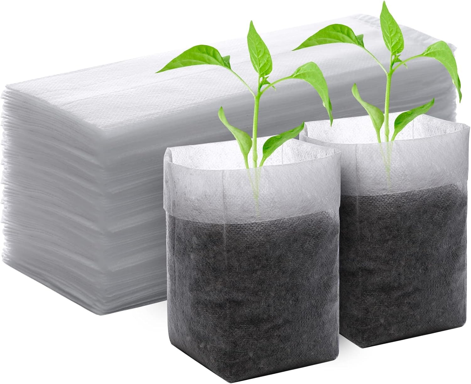 600 Piezas Bolsas de Cultivo de Plantas, Bolsas de Vivero Planta de Tela no Tejida, Bolsa de Tela para Macetas, Biodegradable, Transpirable, para Verduras, Flores y Frutas en Granjas (12.5×17.5cm)
