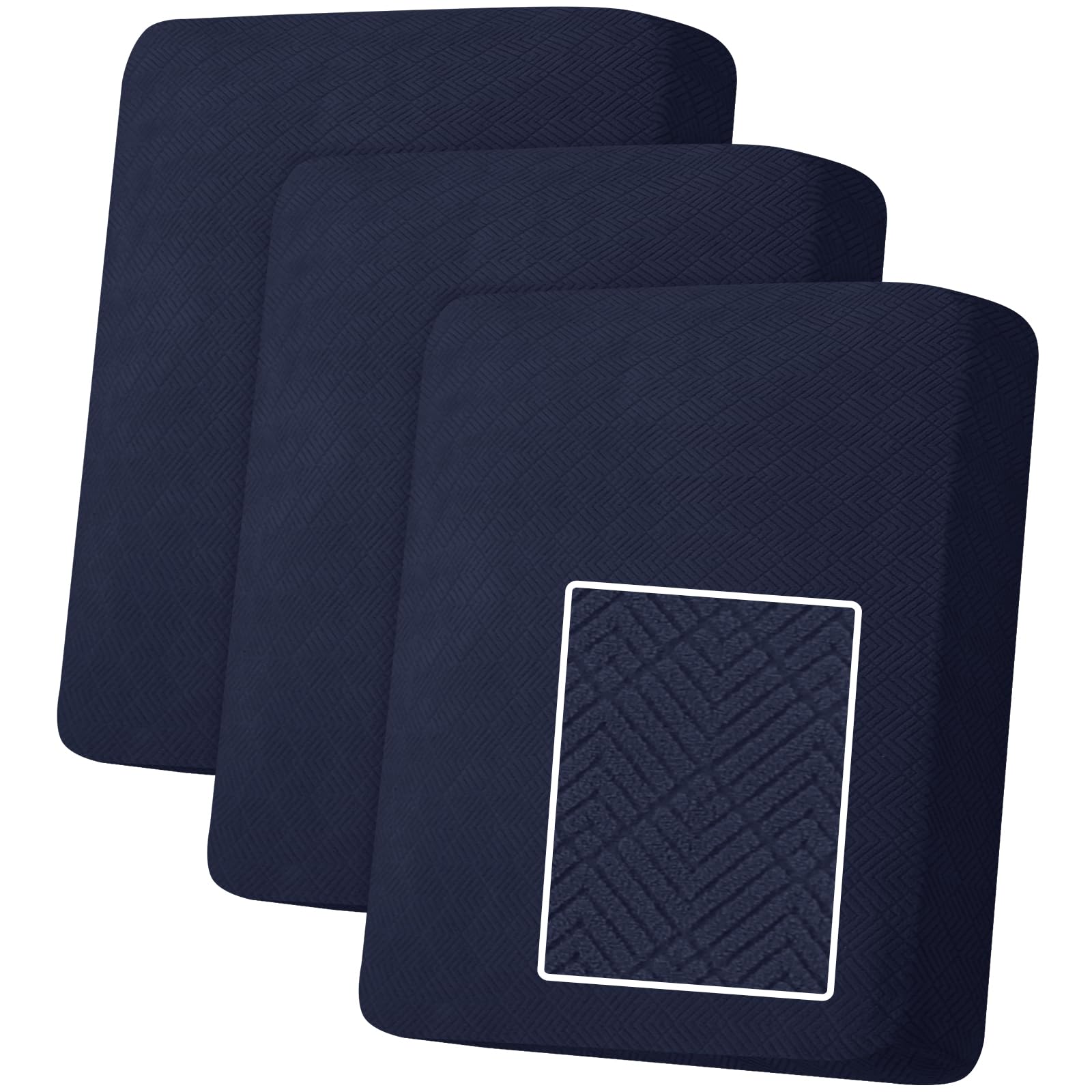 MAXIJIN Elastic Sofa Seat Covers, Universal Couch Seater Covers, Couch Seat Slipcover Protector Replacement for Individual Cushion with Elastic Bottom (Navy Blue, 1 Seater*3)