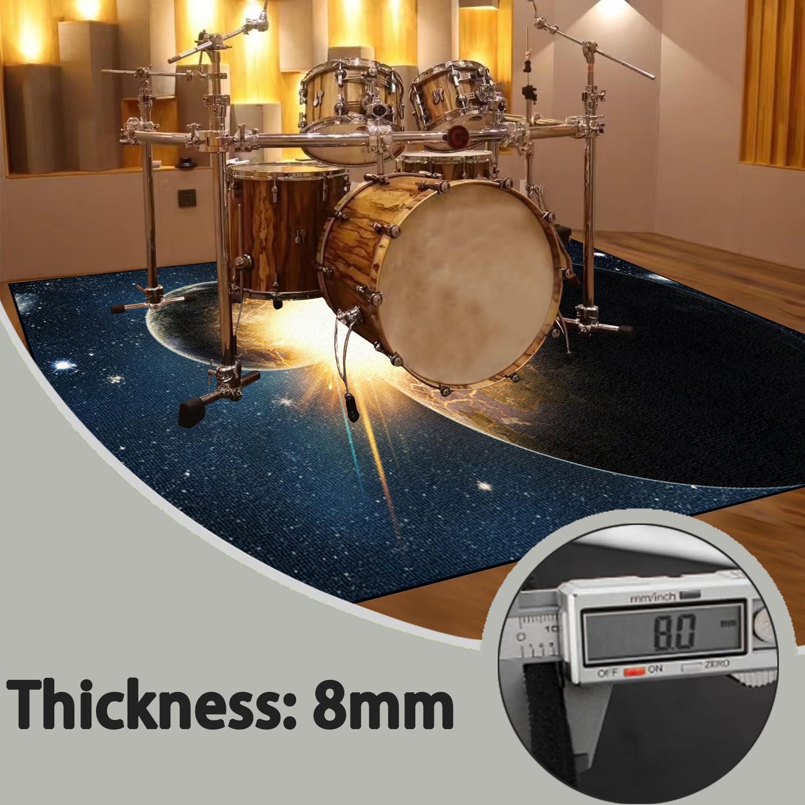 Dywan z baterią akustyczną, dźwiękoszczelny dywanik z baterią, elektroniczny dywanik do bębna basowego, antypoślizgowy do bębna basowego i innych elementów zestawu dywaników do dywanika 180 x 150 cm