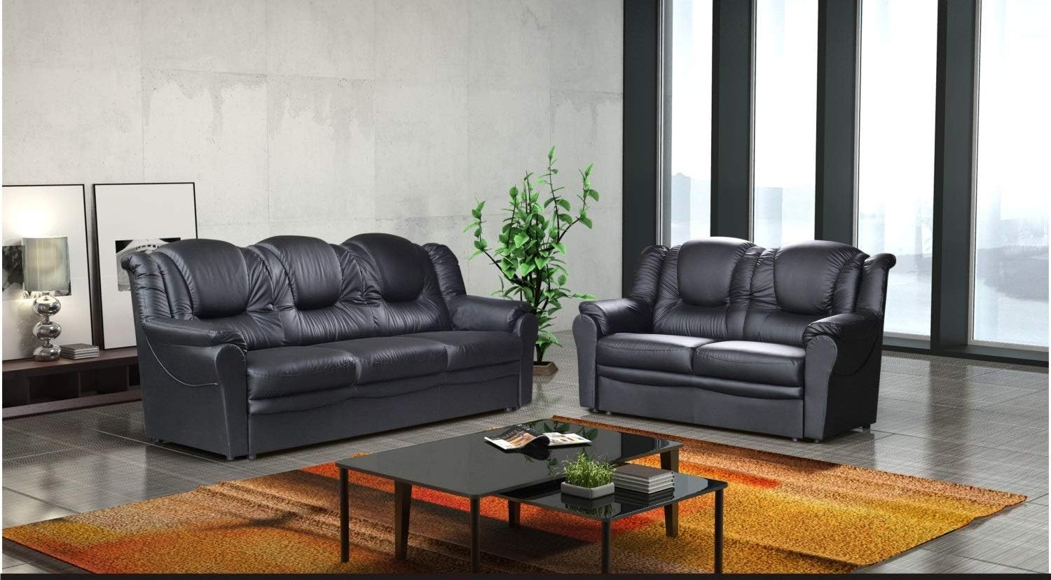 Luxury Life Roma Leather Recliner Sofa 3+2 in Grey/Black/Brown (3+2