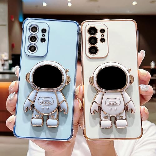 Miniatura 10 de phylla Funda de teléfono para Samsung Galaxy S24 de 6.2 pulgadas, funda de teléfono con soporte de astronauta chapado de lujo con bonito corazón de