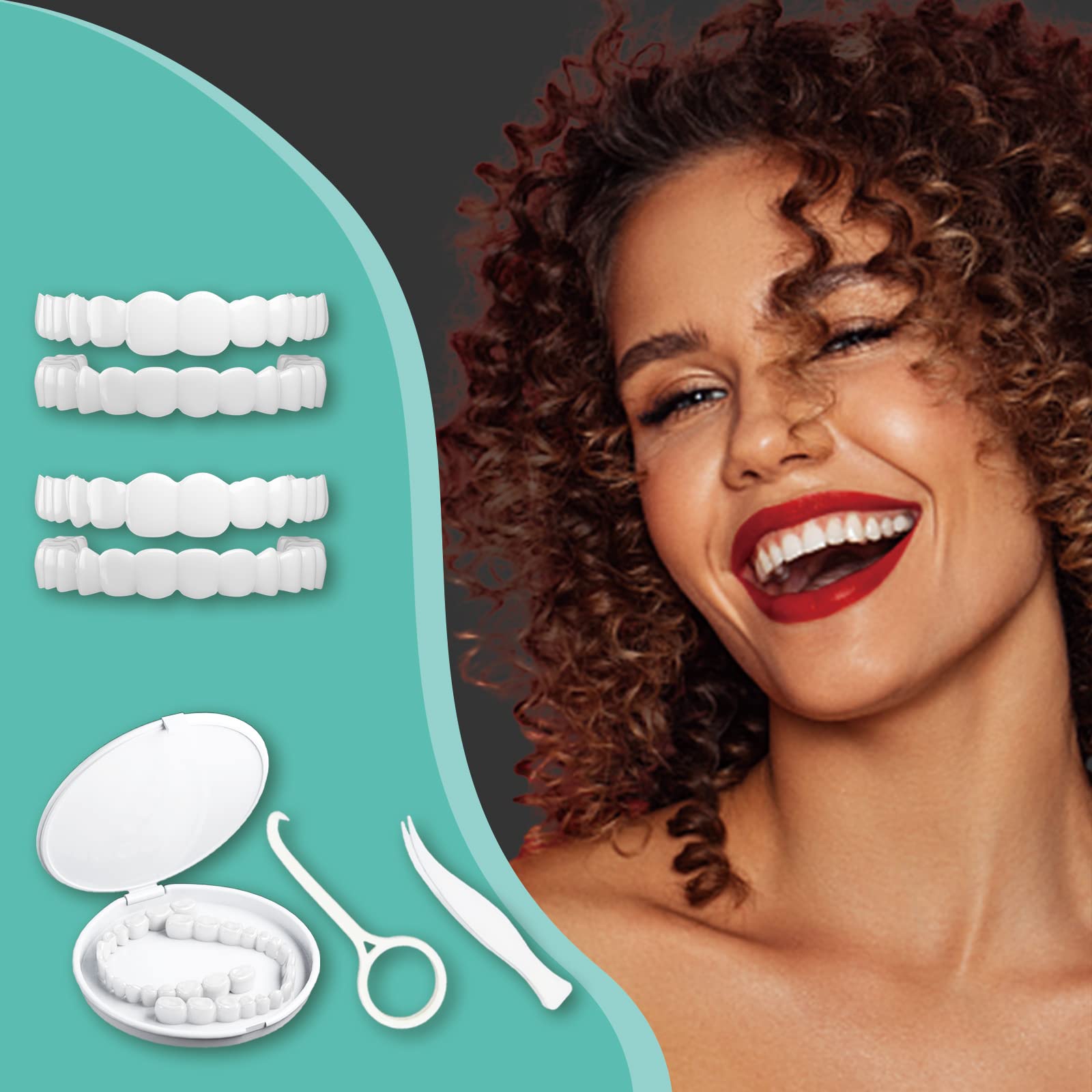 YAFIYGI2 Pairs Snap on Dentures for Women with Missing Teeth , Veneers Snap in Teeth for Men, Comfort Confident Smile Cover The Imperfect Teeth