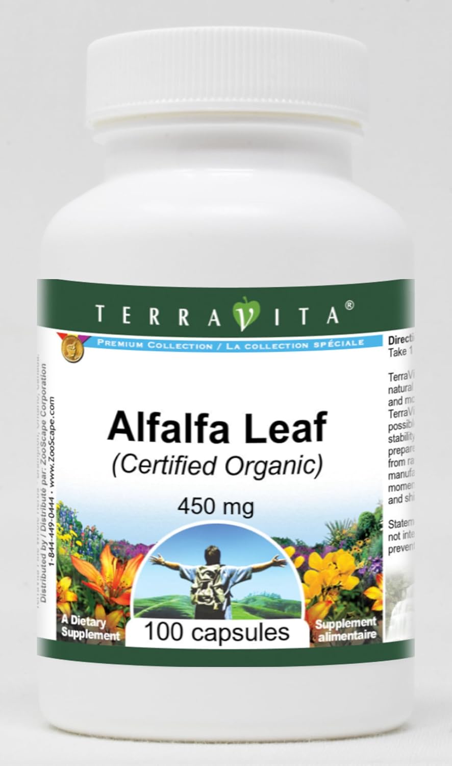 Alfalfa Leaf (Certified Organic) - 450 mg (100 Capsules, ZIN: 517563) - 3 Pack