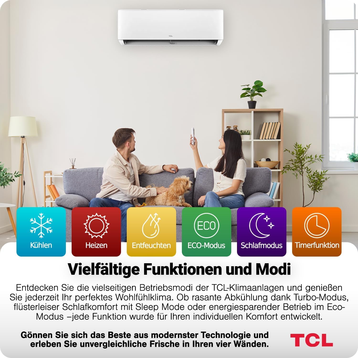 TCL BreezeIn Split Klimaanlage 9000 BTU 2,6 kW Quick Connect Set 5m R32 Heizen Kühlen App Alexa