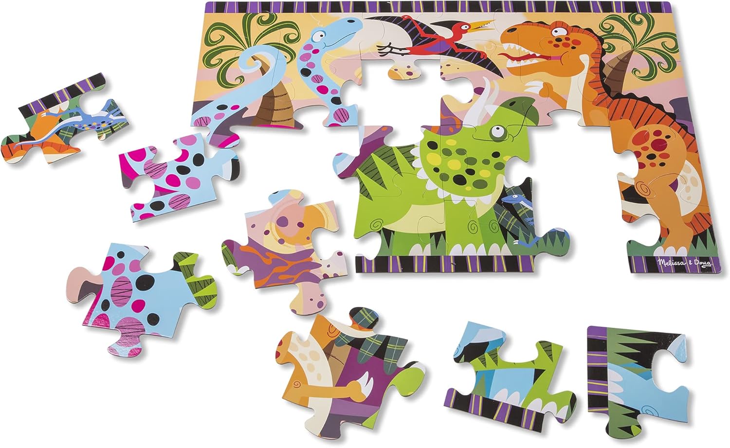 Melissa & Doug Dinosaur Dawn Jumbo Jigsaw Floor Puzzle (24 pcs, 2 x 3 feet) : Melissa & Doug, 24pc 4425: Everything Else