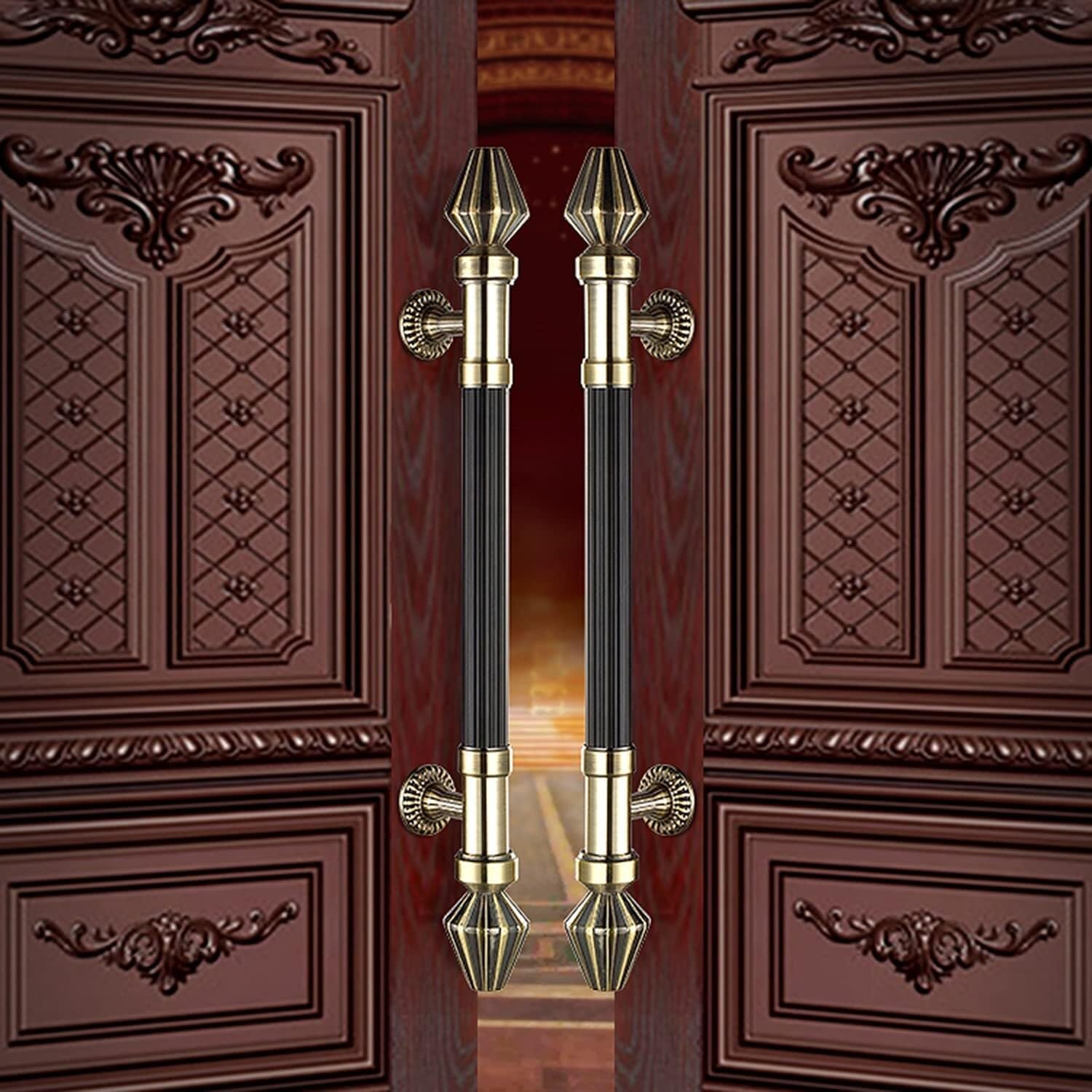 Retro Push Pull Door Handle Set, Brushed Stainless Steel Barn Handle, Gate, Garage, Sliding Doors, 80cm (31.5 Inches), Includes Hardware