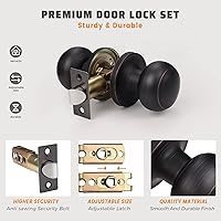 Vista 12 de KNOBWELL 8 Pack Black Door Knob for Hallway and Closet, Keyless Interior Passage Function, Round Non-Locking, Matte Black Handle