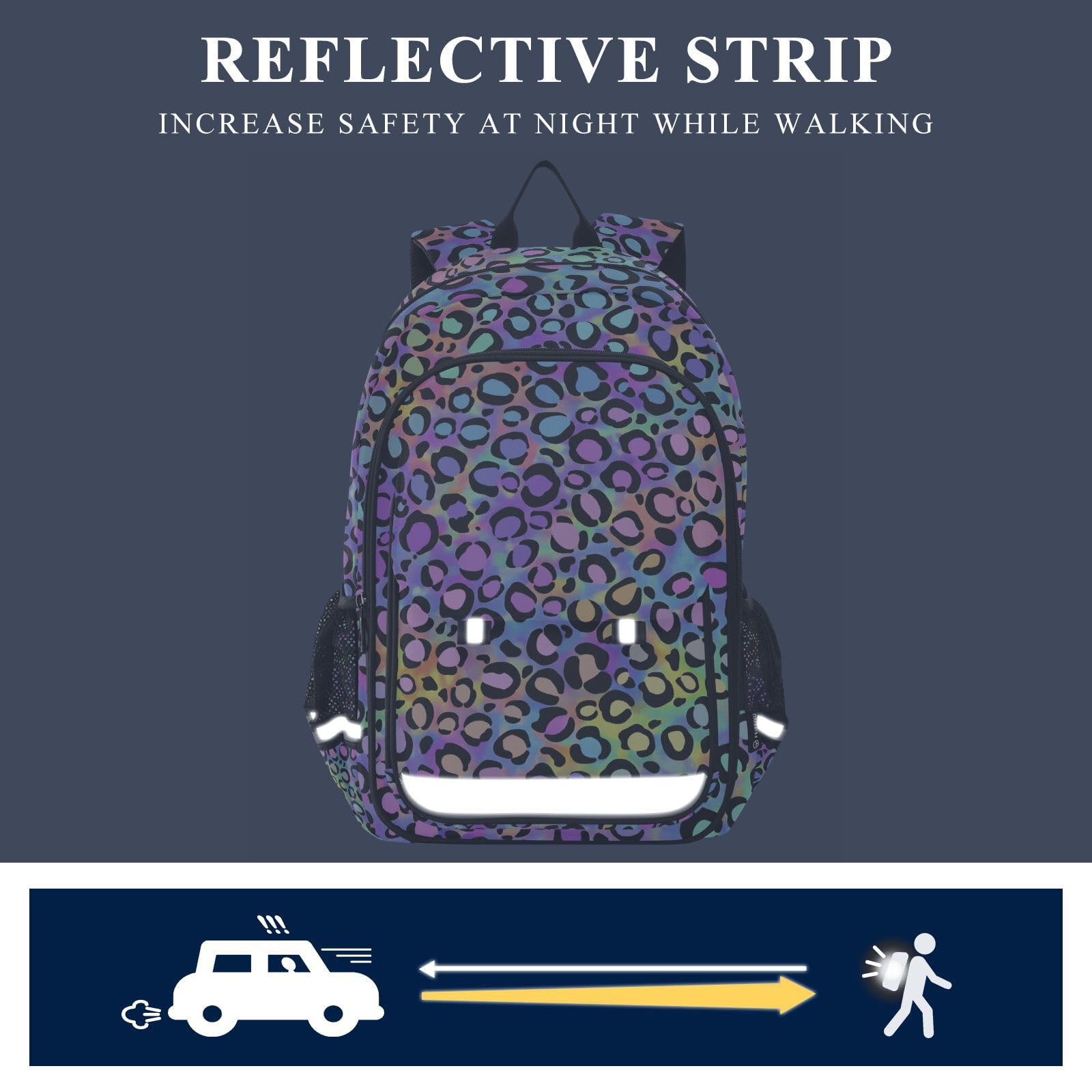 ALAZA Mochilas escolares de leopardo arcoíris, bolsa de viaje para laptop, bolsa de libros para niñas, niños, adolescentes, mujeres y hombres, Rainbow Leopard, 12.9 x 5.1 x 17.7inch, Mochilas Daypack