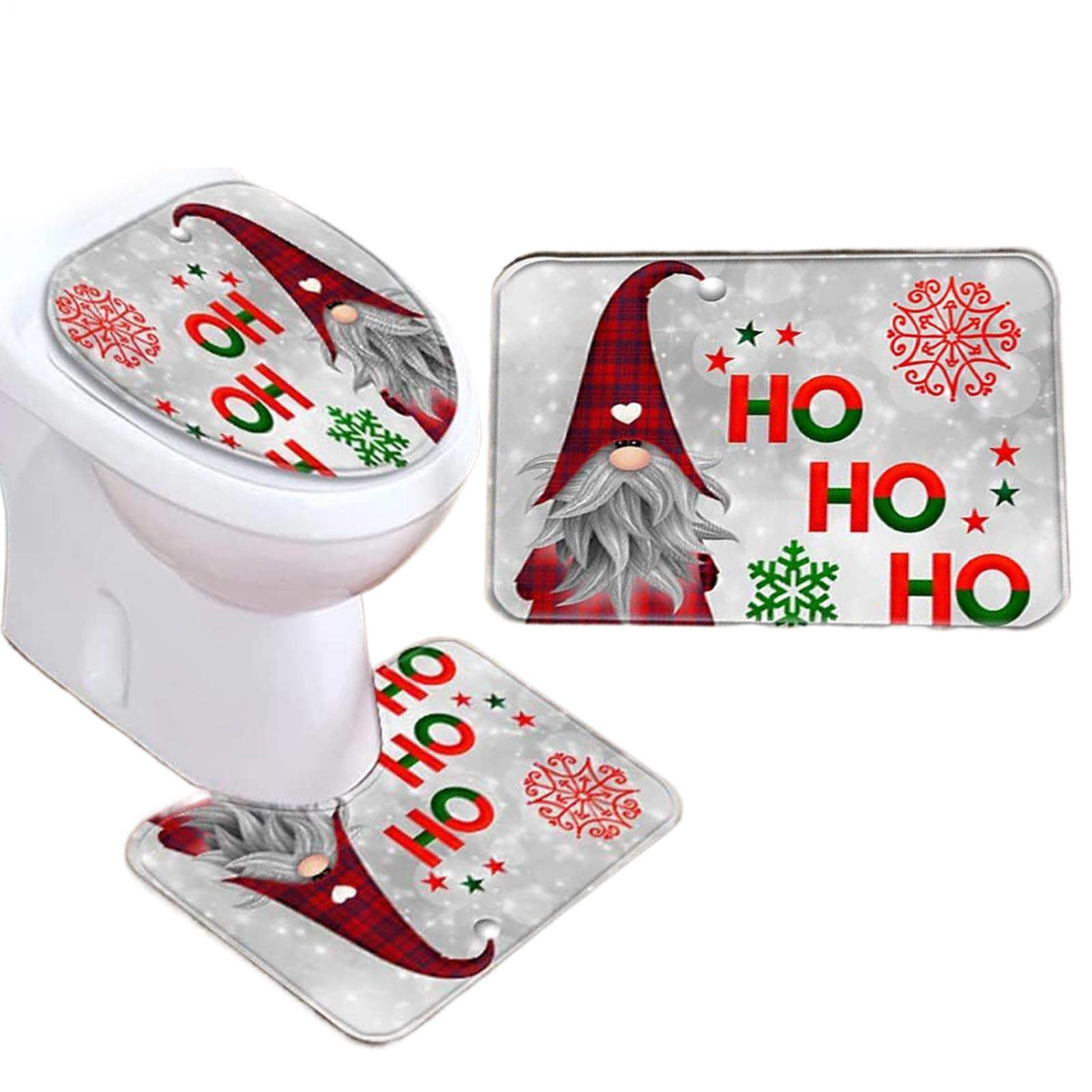 Décoration de toilette de Noël festive avec tapis en U lavable