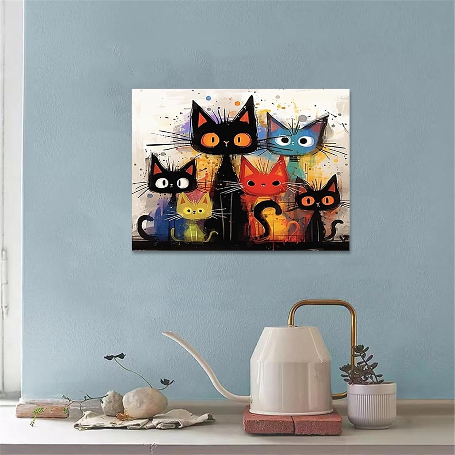 Hestarcul Cat Paint by Numbers Kits for Adults,Easy Adult Painting by Number on Canvas for Beginner, DIY Watercolor Painting for Gift Home Decor Relax. (cat)