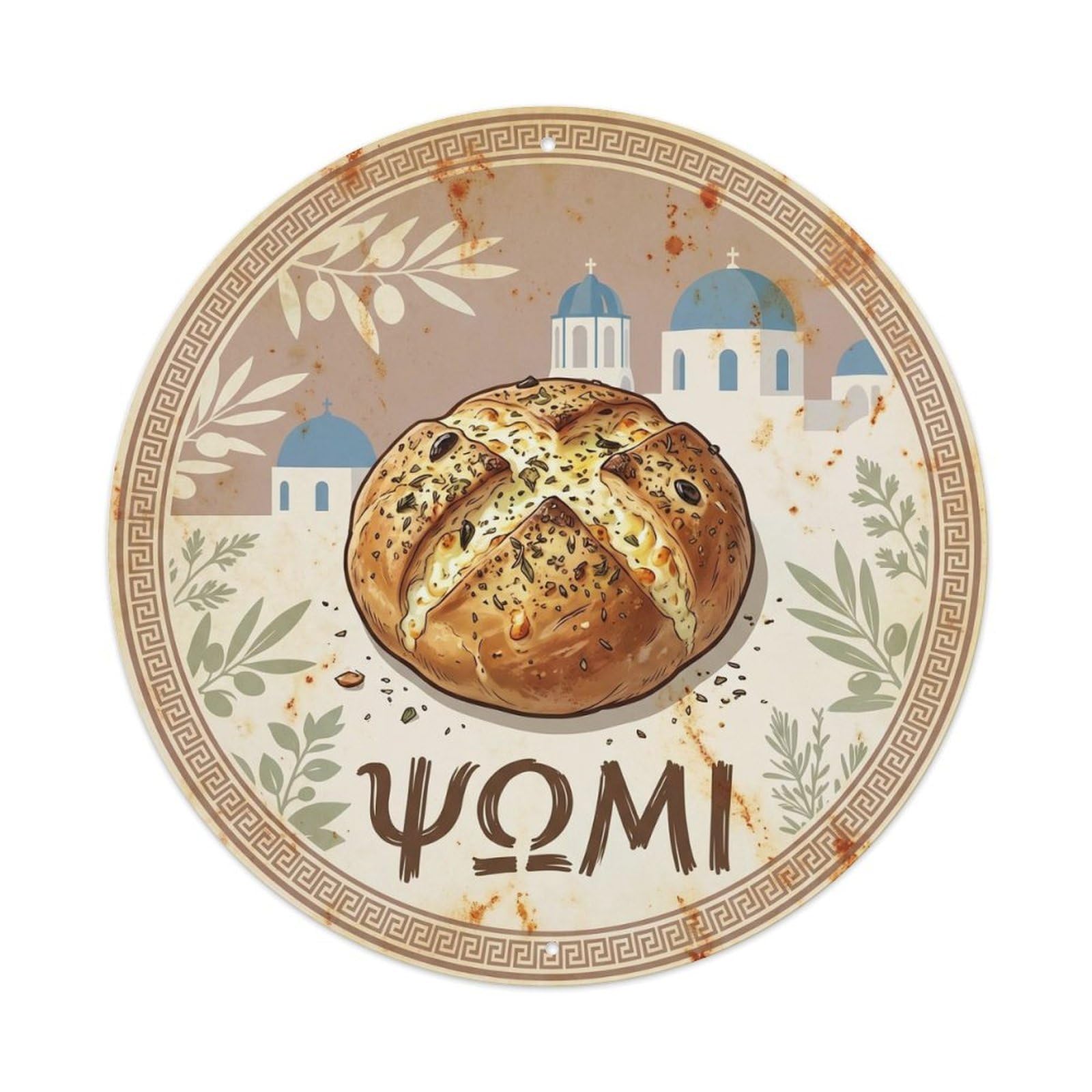 Greek Culture Artisan Bread Sourdough Cuisine Travel Metal Tin Sign
