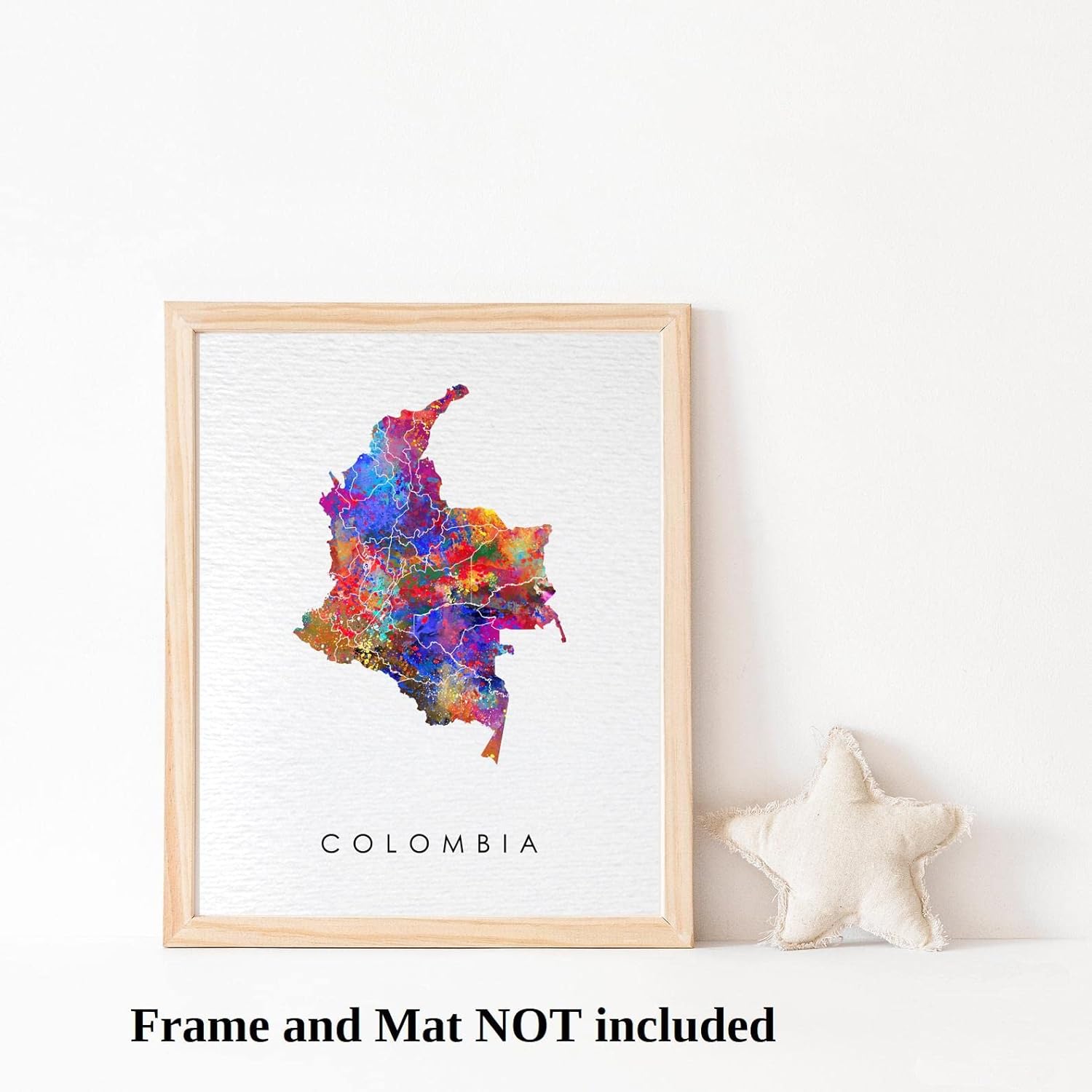 Dignovel Studios 24X36 Unframed Colombia Watercolor Art Print Poster Map Motherland Country Latin America illustrations Wall Wedding Housewarming Wall Décor DN744