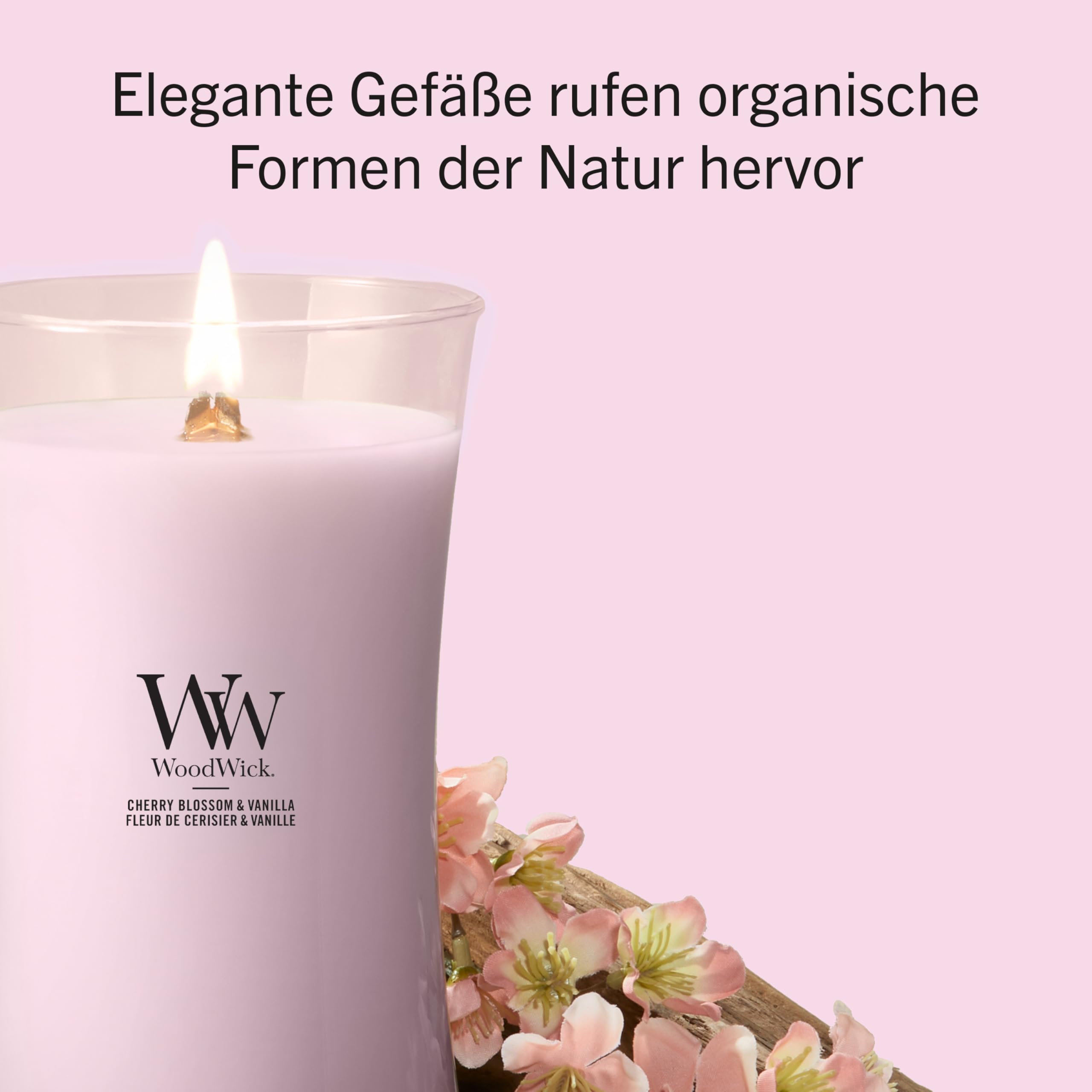 WoodWick Duftkerze | Große Hourglass-Kerze | Cherry Blossom & Vanilla | Perfekte Geschenke für Frauen